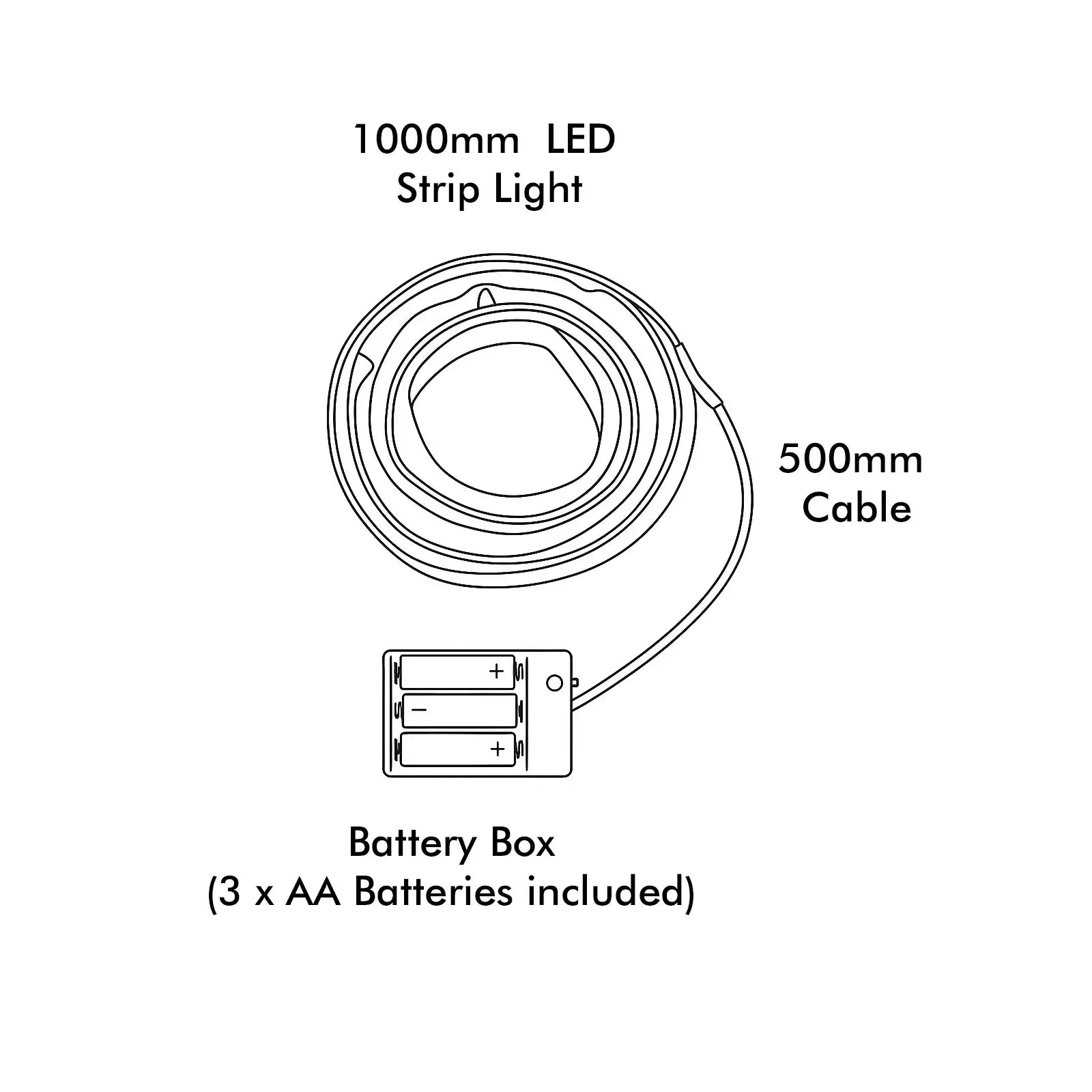 1m cool white battery powered LED strip light by Arlec