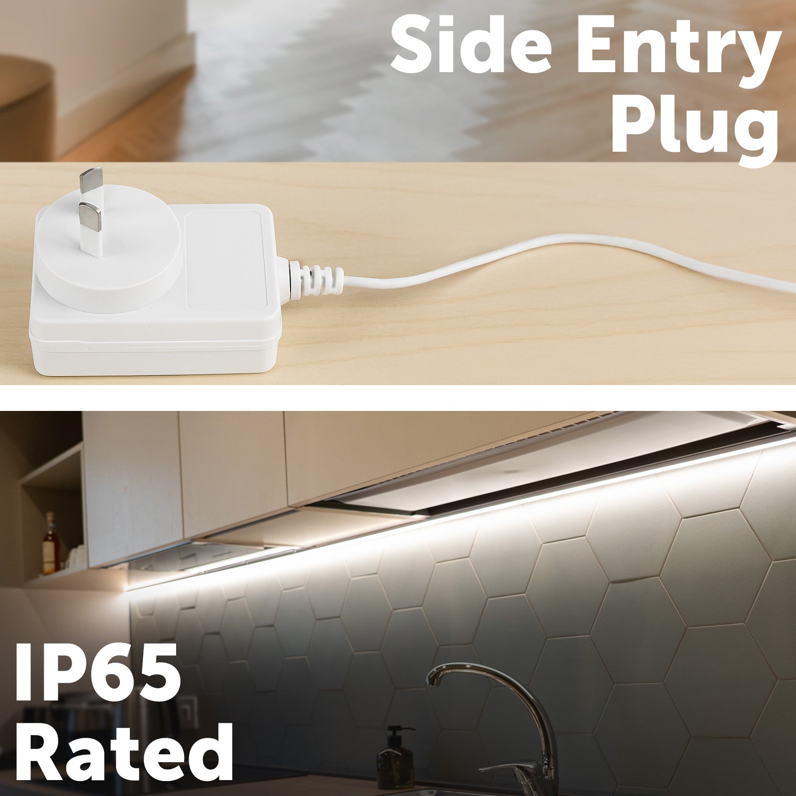 1m CCT LED strip light with adjustable color temperature, app and remote control, and IP65 coating
