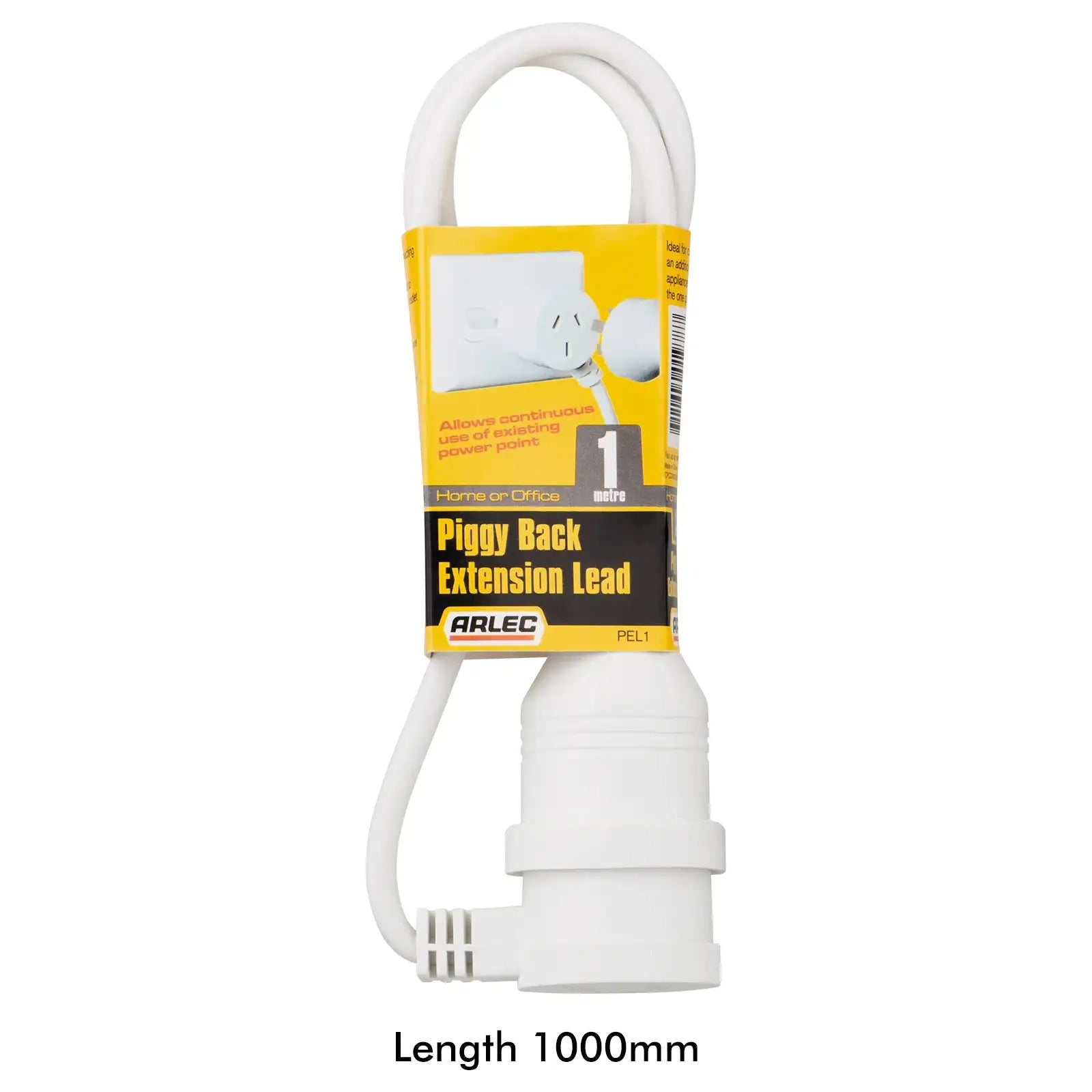 1m piggyback extension lead – Arlec low profile side entry plug