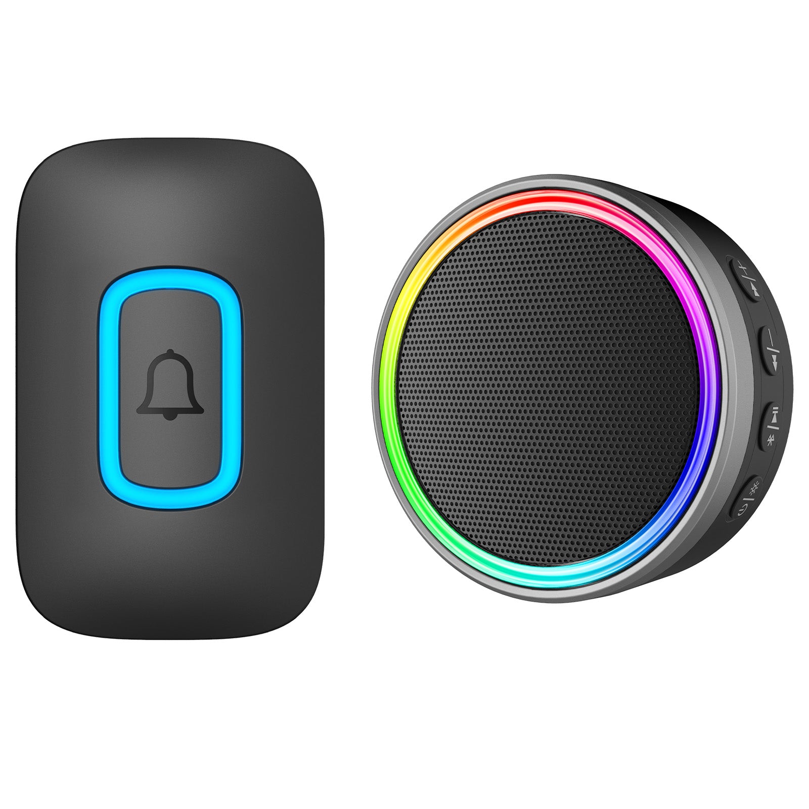 Arlec 200m Rechargeable Wireless Door Chime With Speaker and RGB LED Indicator - Black – wireless door chime, smart doorbell chime, plug-in doorbell