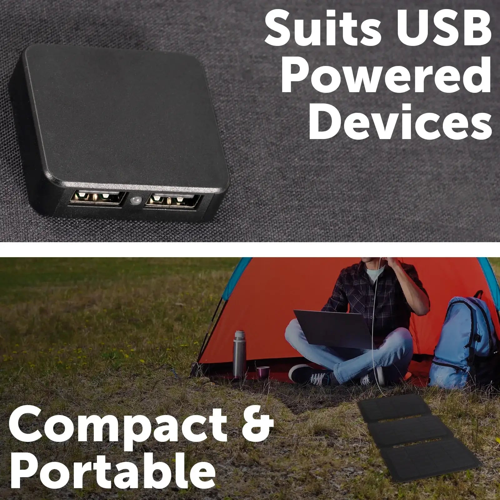 Arlec 20W Solar Charger with USB Outlet – portable solar USB charger for travel and emergency use