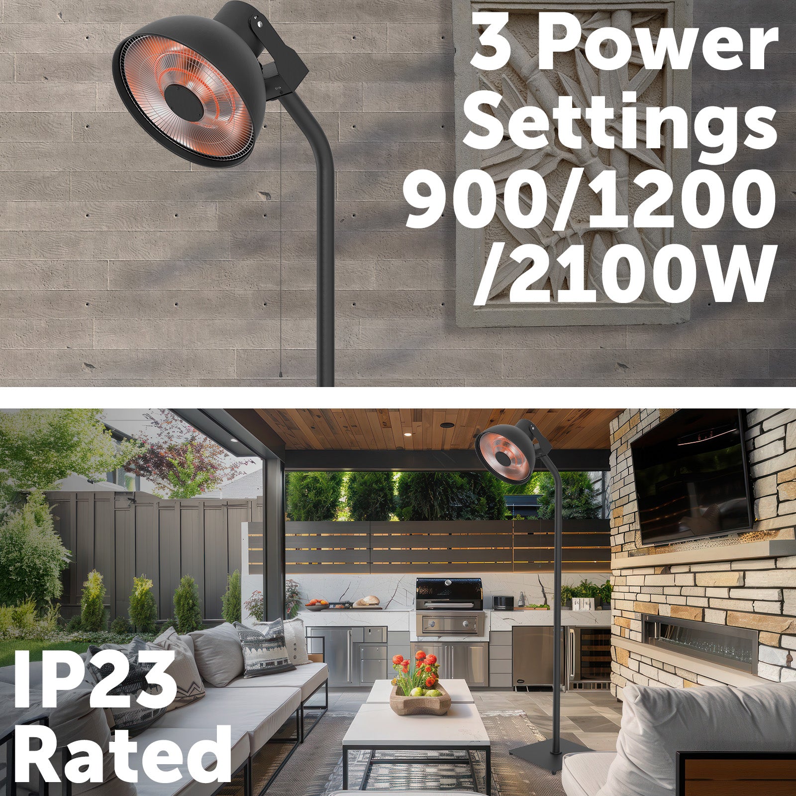 Arlec 2100W freestanding infrared heater for outdoor and indoor instant warmth