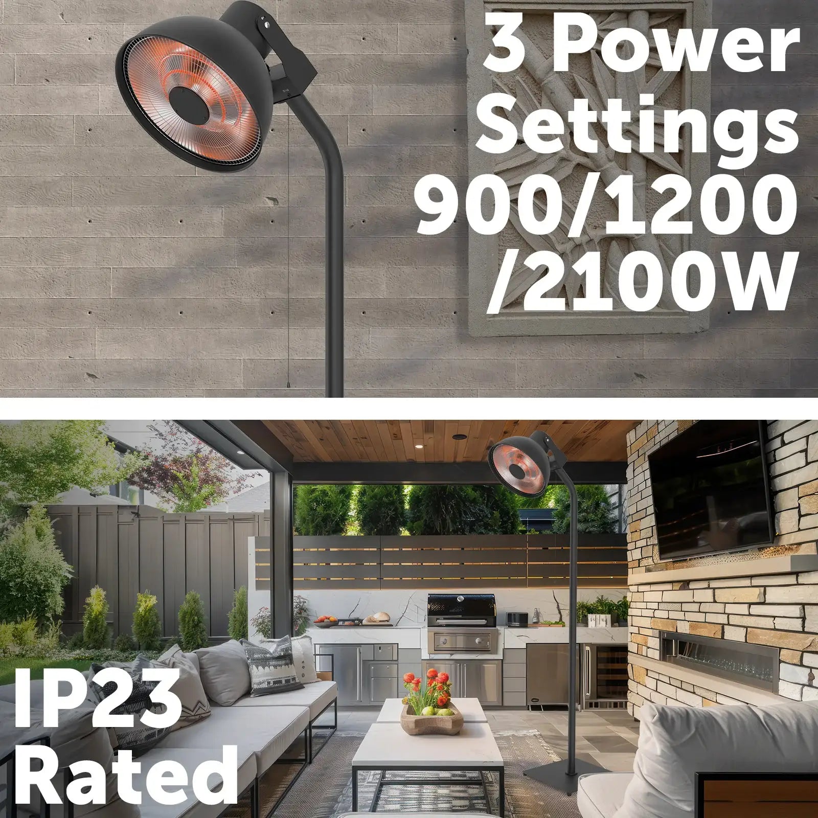 Arlec 2100W freestanding infrared heater for outdoor and indoor instant warmth