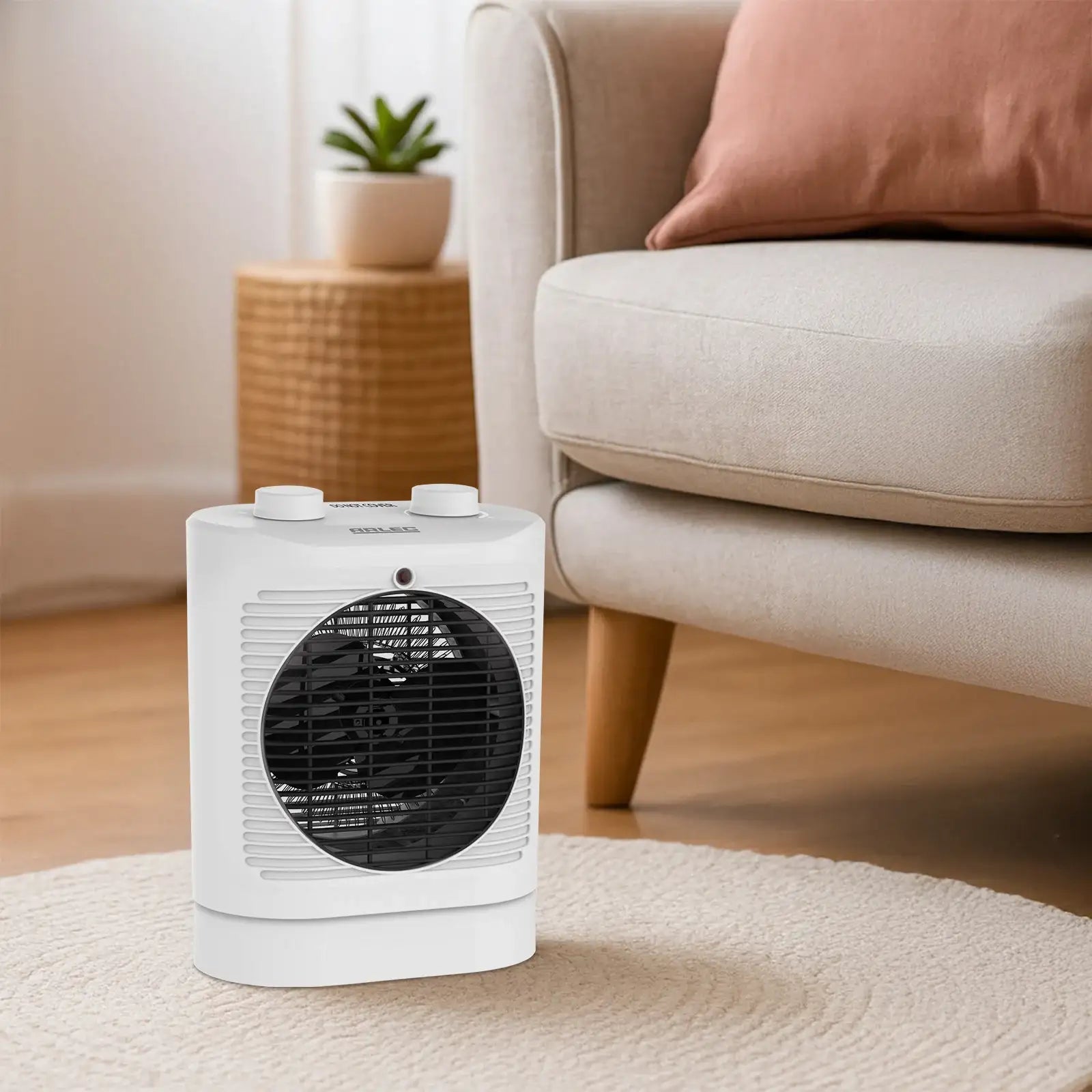 Arlec 2400W fan heater with oscillation and adjustable thermostat for even heat