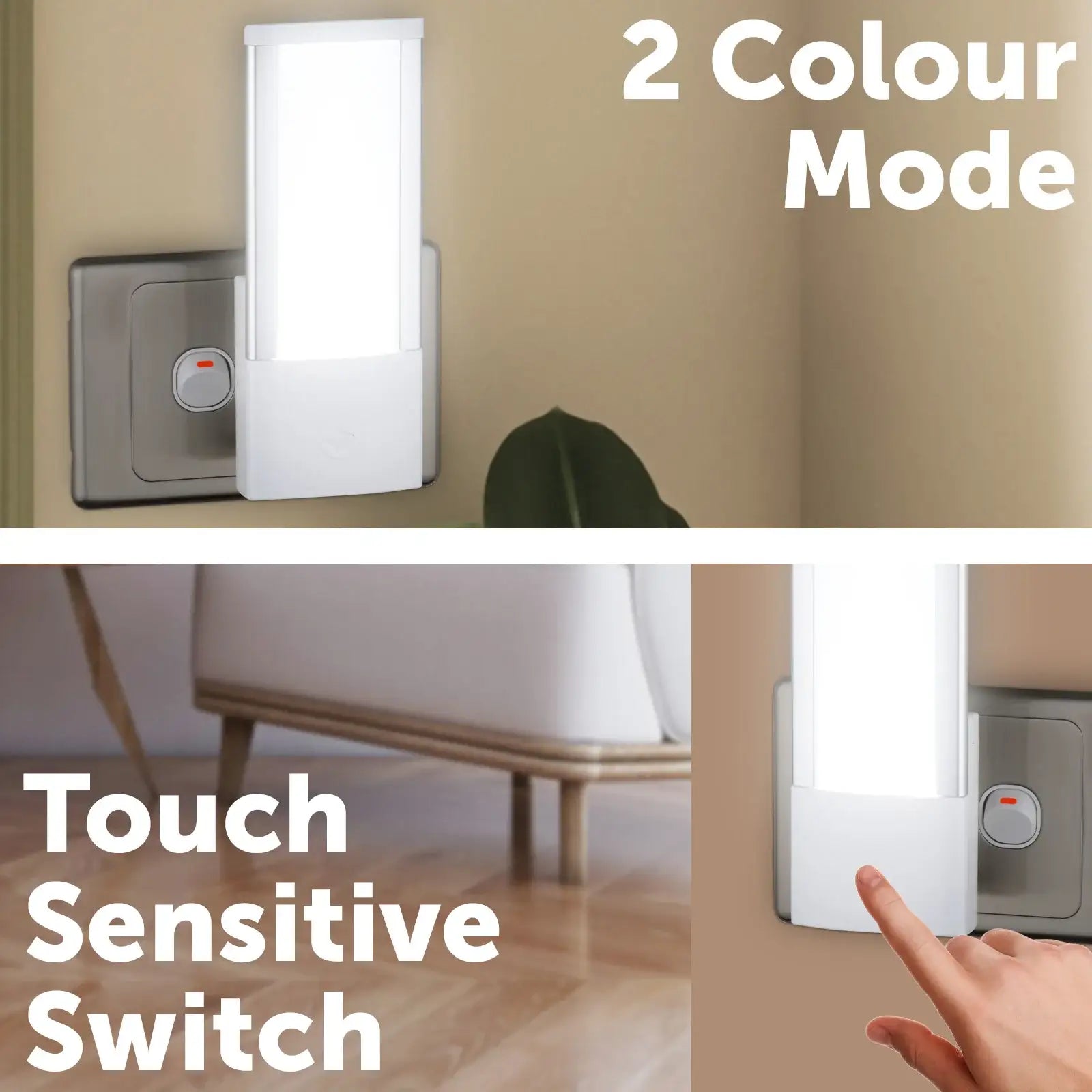 Arlec aluminium touch dimmer LED night light with dusk to dawn sensor and brightness control