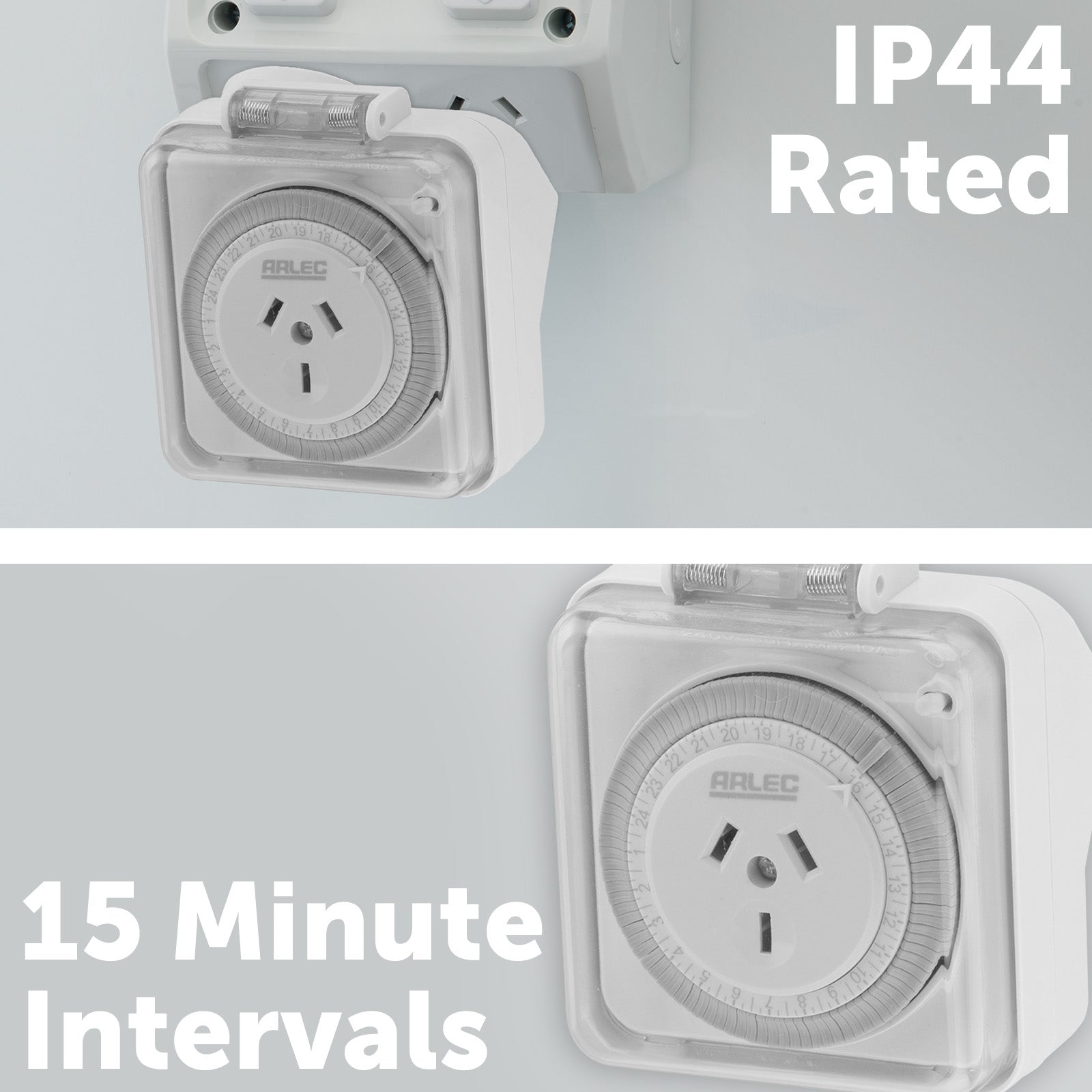 Arlec 24 Hour Weatherproof Timer – White – waterproof outdoor timer for security and garden