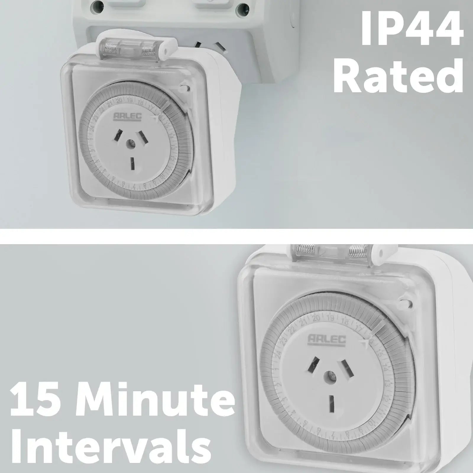 Arlec 24 Hour Weatherproof Timer – White – waterproof outdoor timer for security and garden