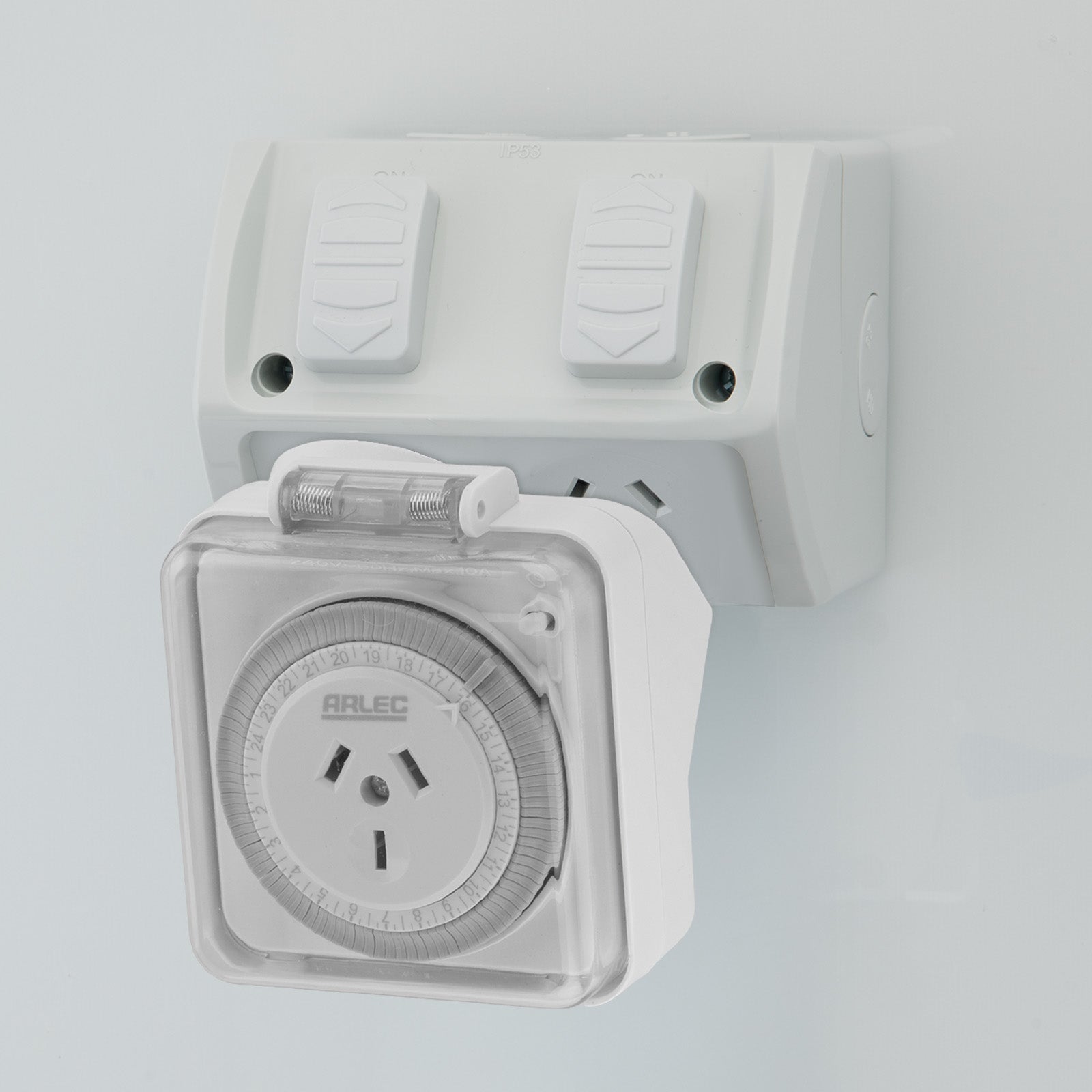 Arlec 24 Hour Weatherproof Timer – White – waterproof outdoor timer for security and garden