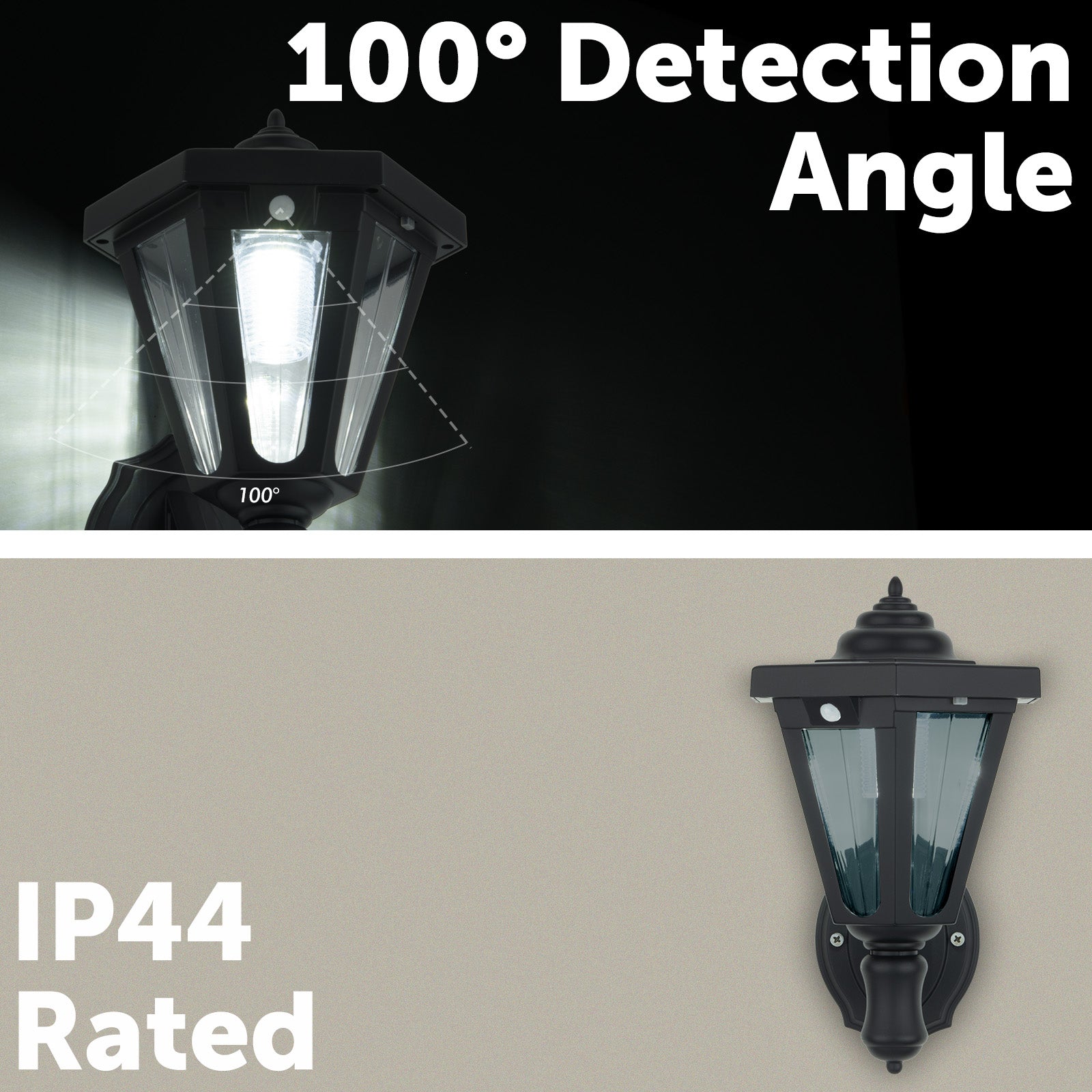 Arlec 24cm 50lm Solar LED Wall Light With Sensor - solar powered light, motion sensor light, exterior wall light, energy efficient LED