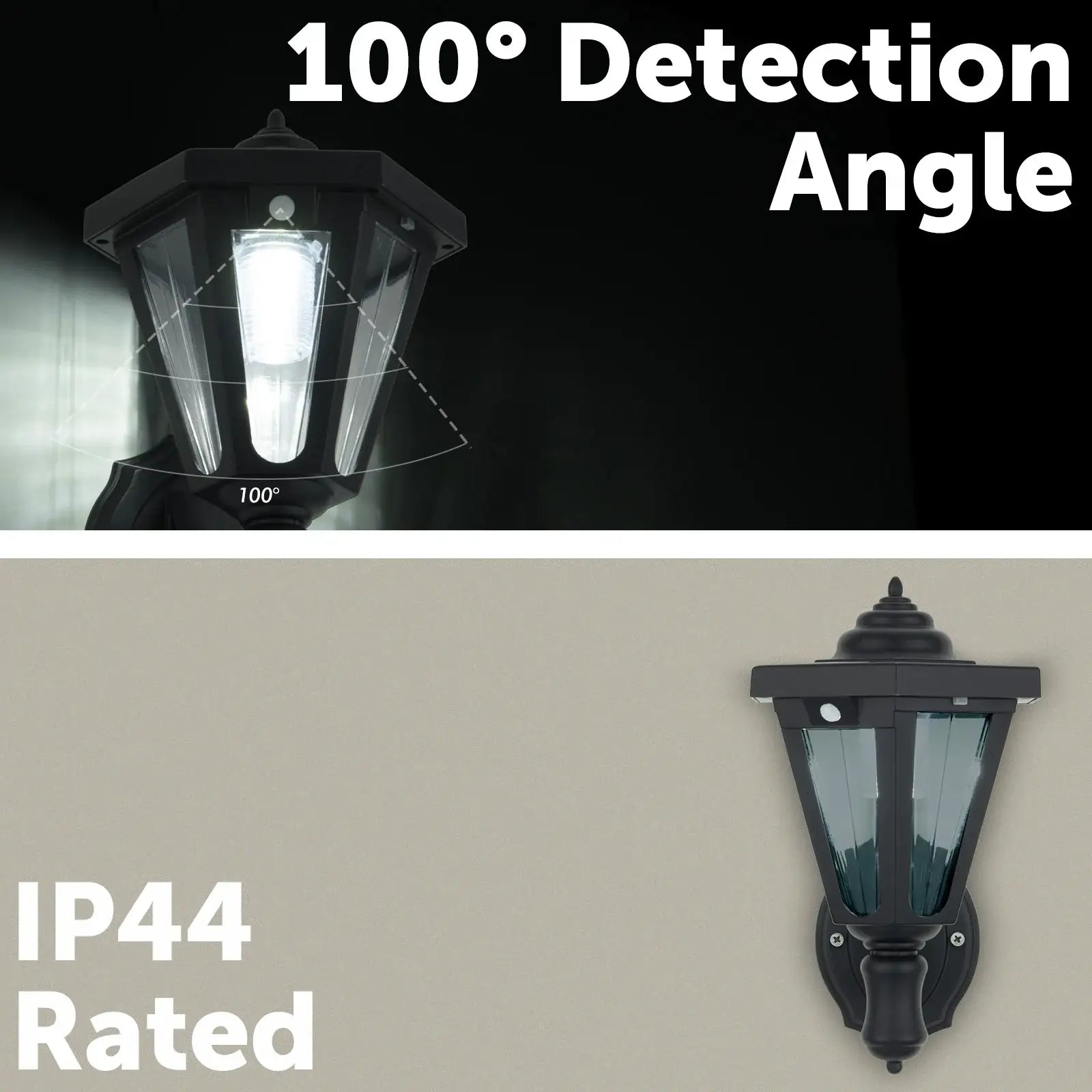 Arlec 24cm 50lm Solar LED Wall Light With Sensor - solar powered light, motion sensor light, exterior wall light, energy efficient LED