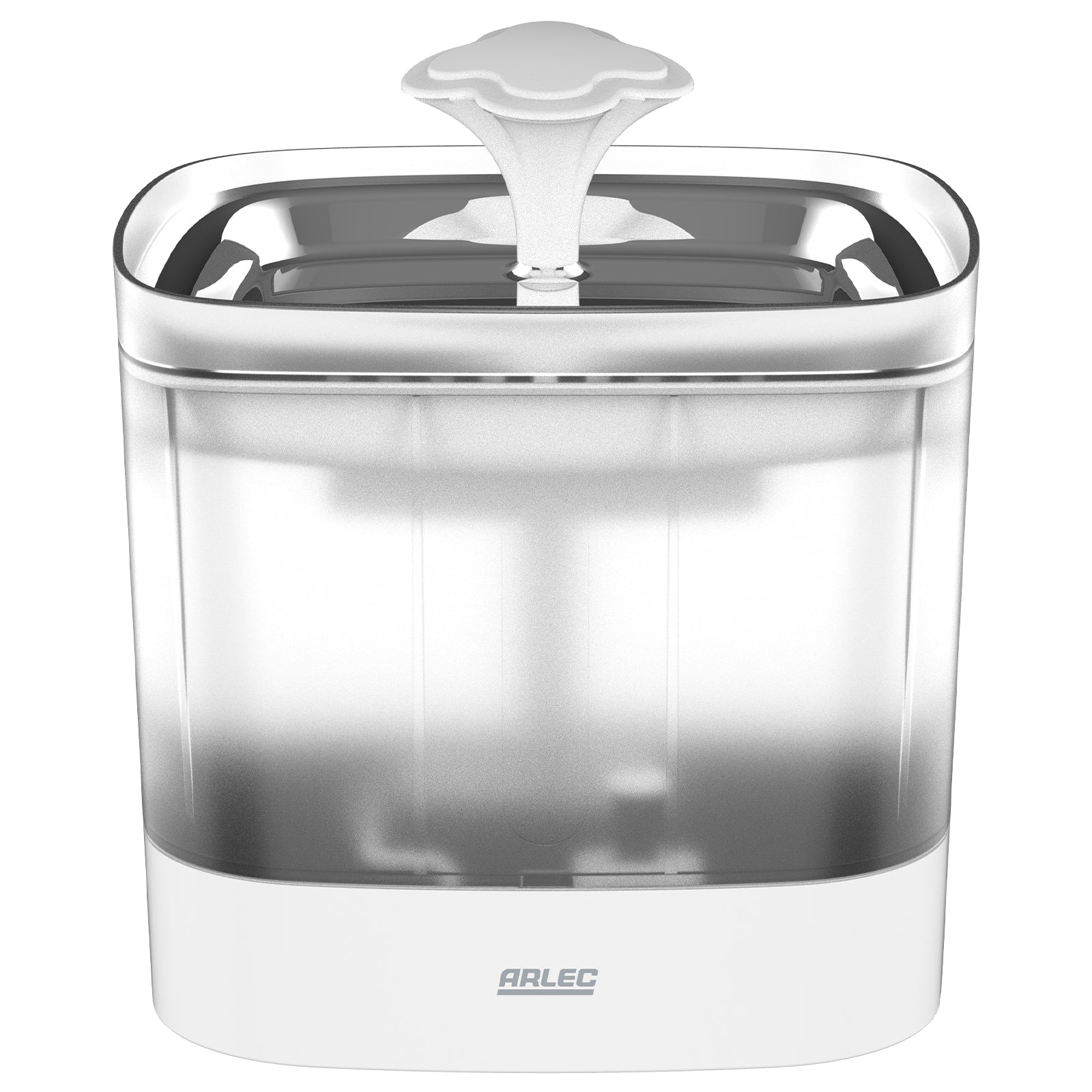 Automatic pet water fountain with 2L tank, stainless steel bowl, and replaceable filters for clean drinking water