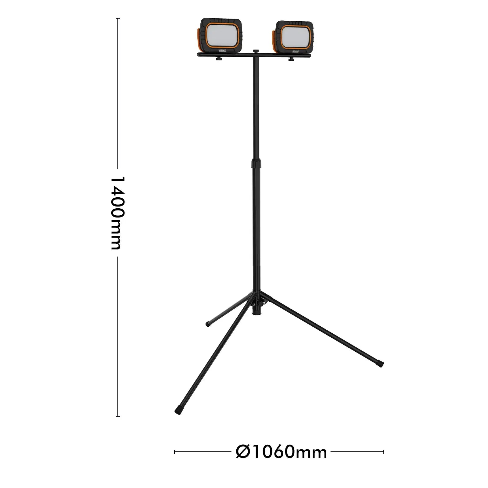 Twin 20W rechargeable LED work light with tripod, cordless operation, IP65