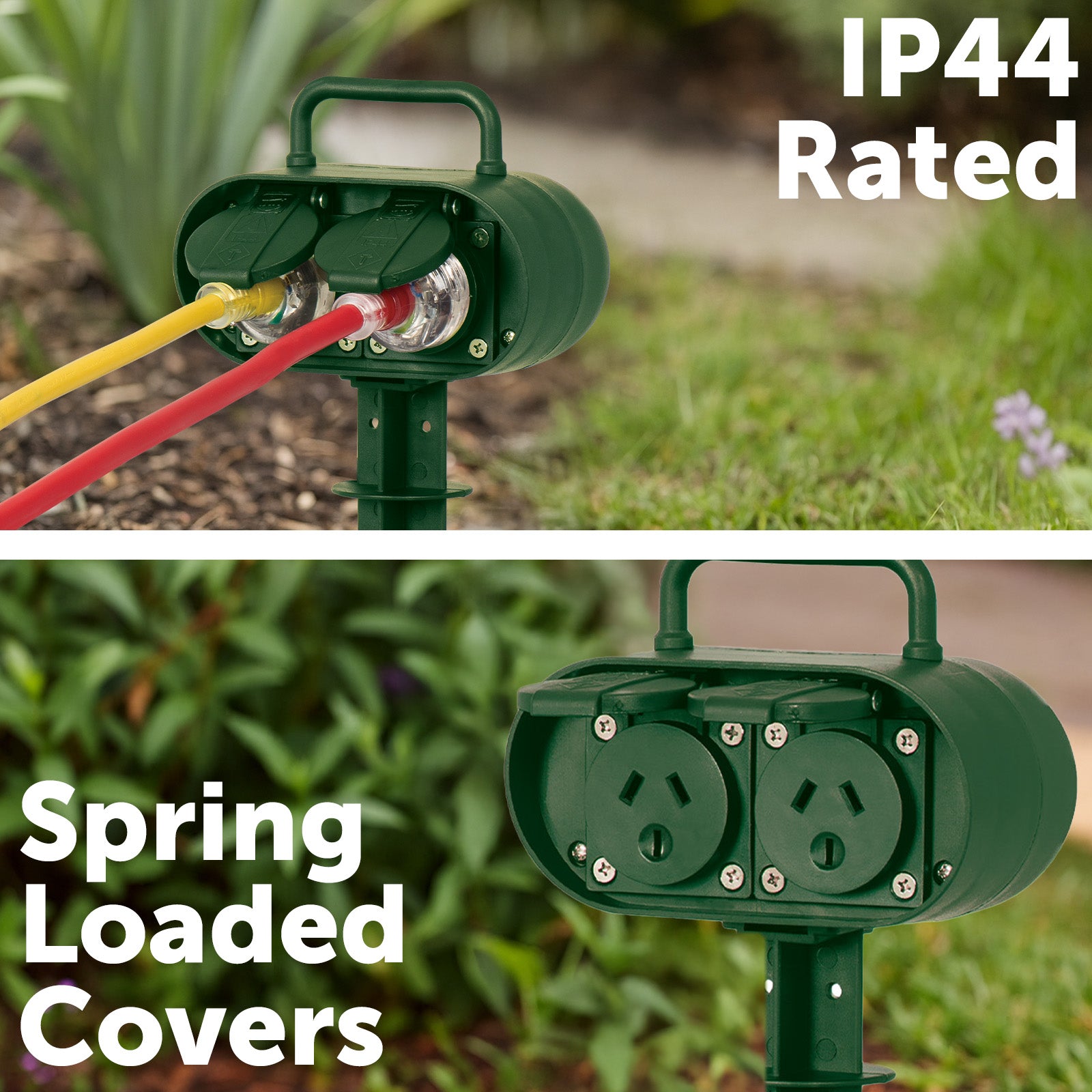 Arlec 2 IP44 Outlet Outdoor Power Garden Stake - garden stake extension, waterproof outdoor powerboard, 2 outlet socket board