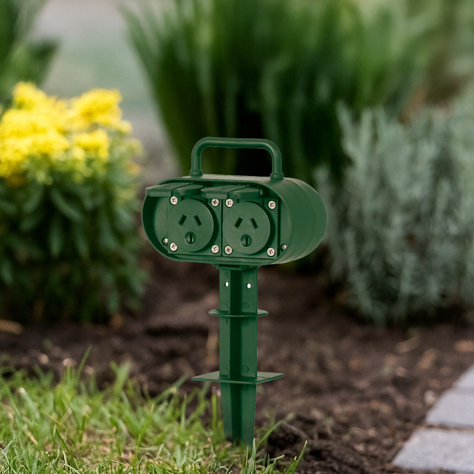 Arlec 2 IP44 Outlet Outdoor Power Garden Stake - garden stake extension, waterproof outdoor powerboard, 2 outlet socket board