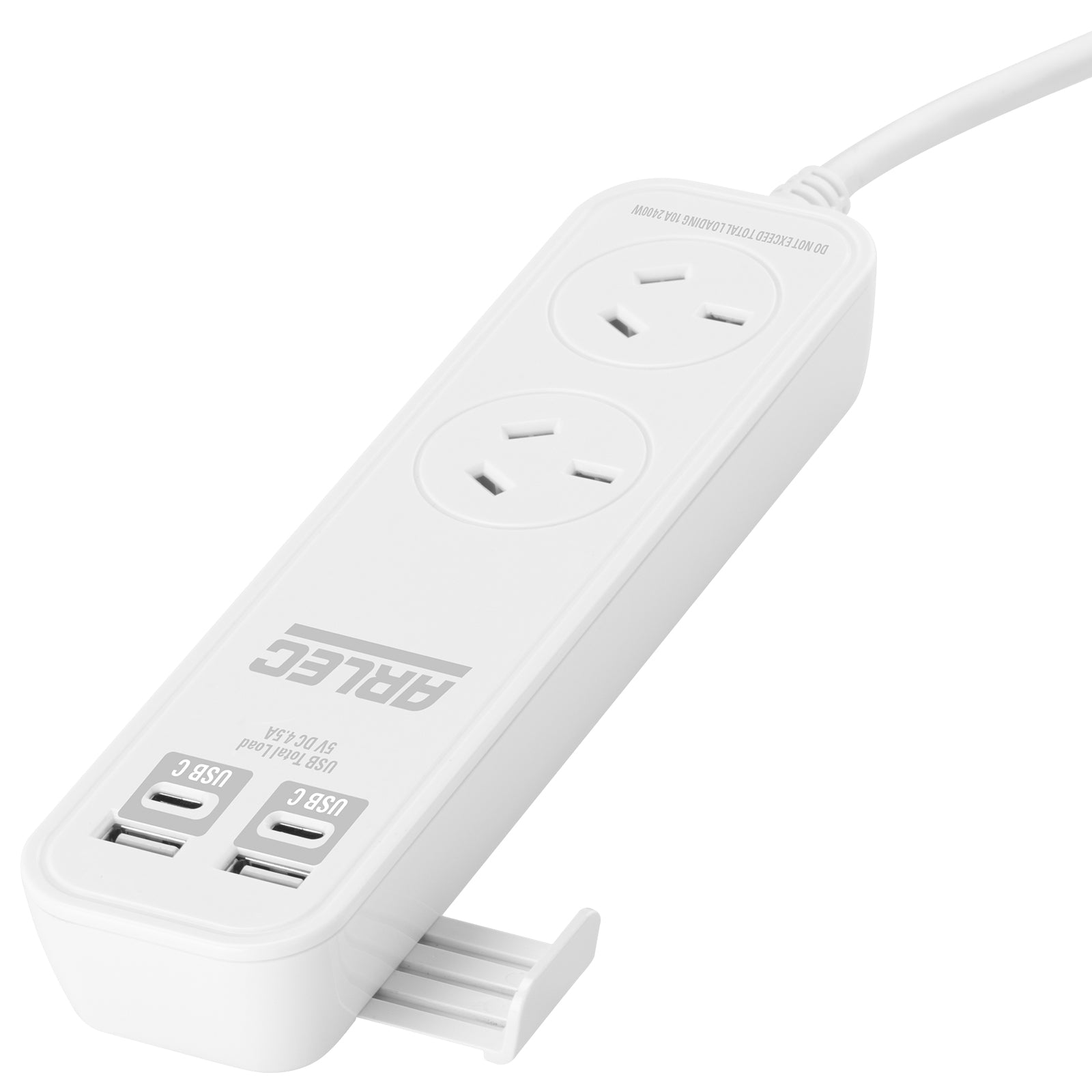 Arlec 2 Outlet Portable Power Board With USB-A & USB-C - USB powerboard, portable charging board, travel power solution