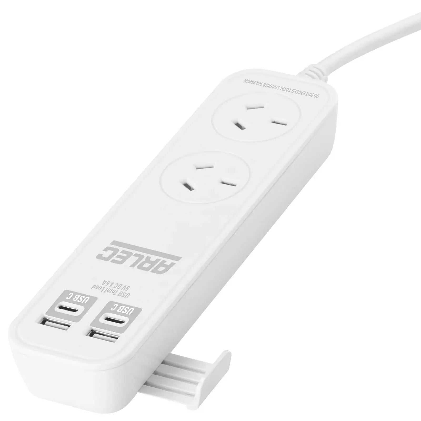 Arlec 2 Outlet Portable Power Board With USB-A & USB-C - USB powerboard, portable charging board, travel power solution