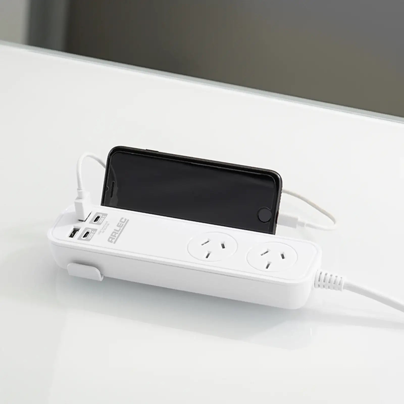 Arlec 2 Outlet Portable Power Board With USB-A & USB-C - USB powerboard, portable charging board, travel power solution