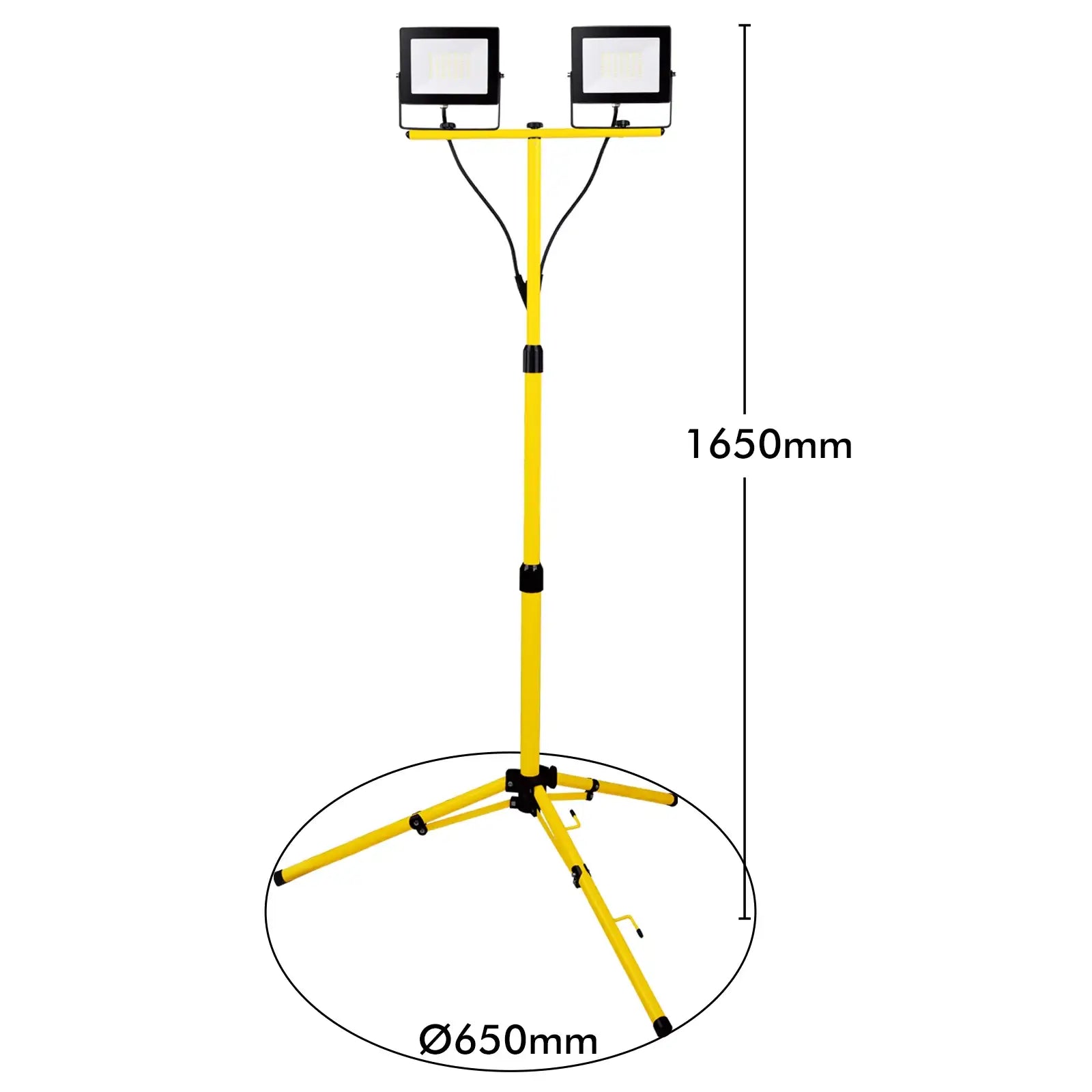 Twin 30W LED work lights with tripod, 6000 lumens total, for site or workshop use