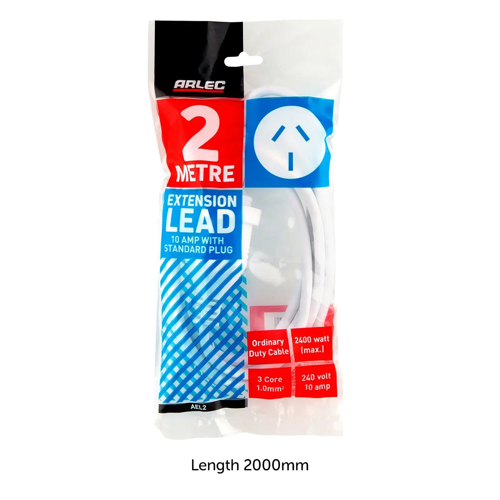Arlec White 2m Domestic Extension Lead