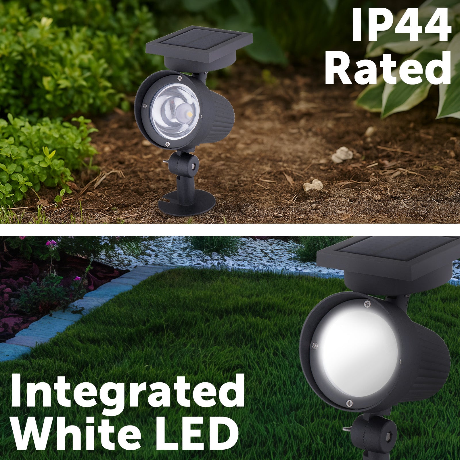 Arlec 30 lumen garden spotlight – solar-powered adjustable head light with IP44 rating and dusk sensor