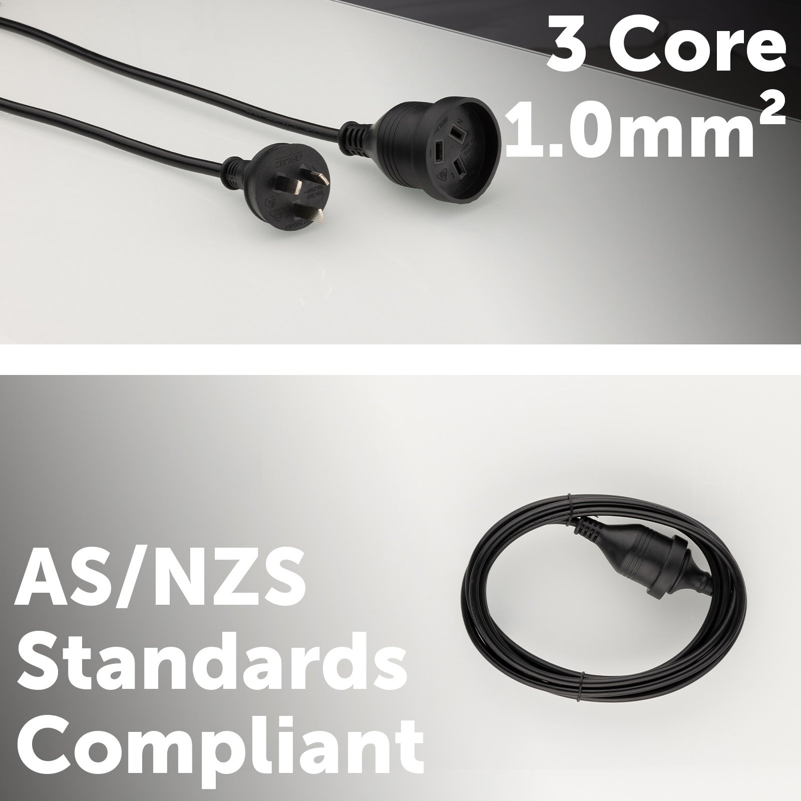 Twin pack black 3m extension leads – Arlec home power solution