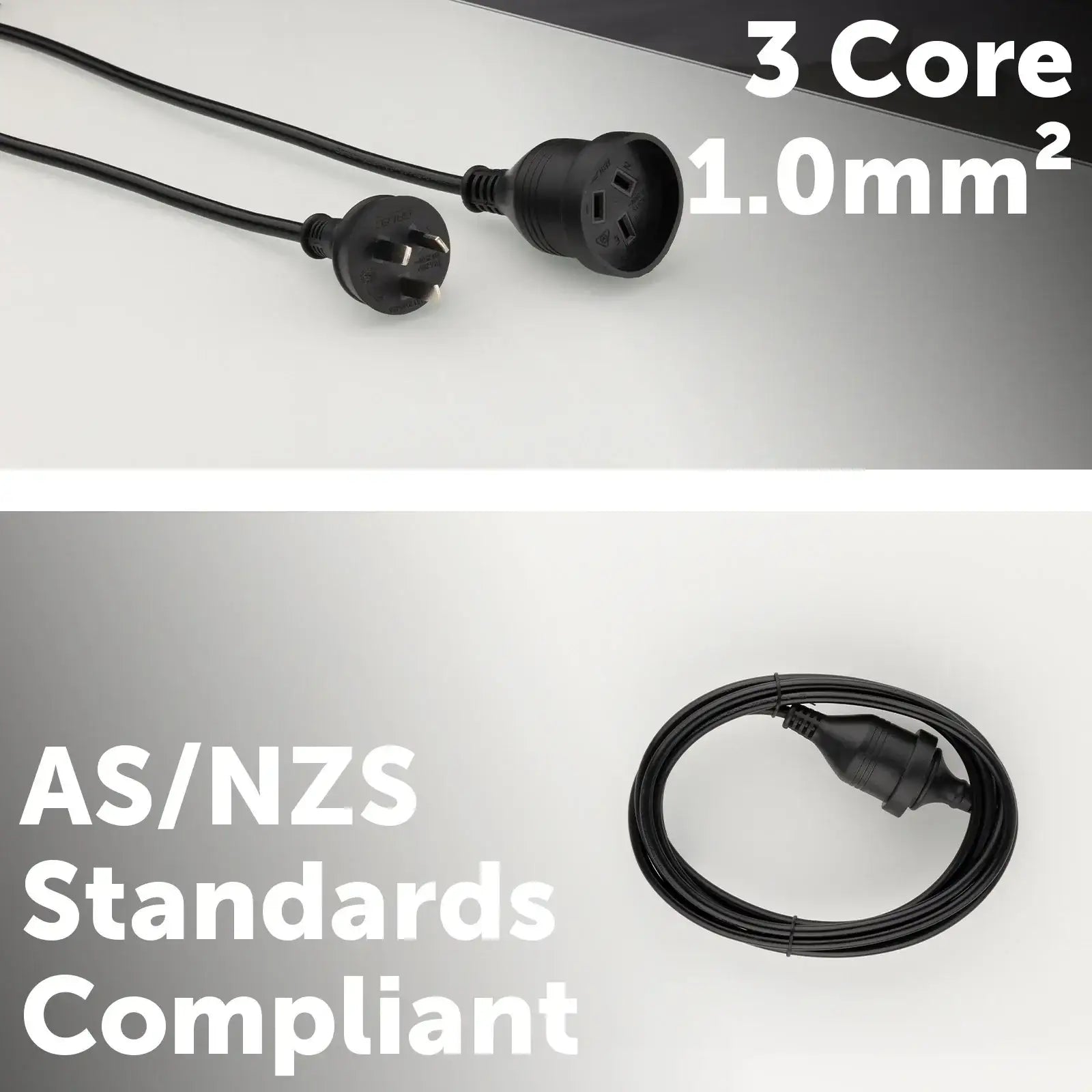 Twin pack black 3m extension leads – Arlec home power solution