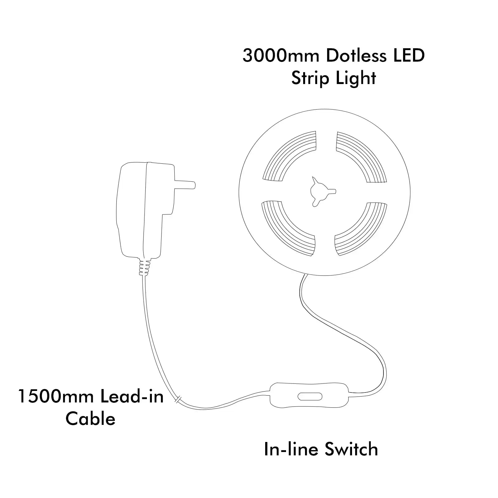 Arlec 3m dotless LED strip, ultra-bright DIY cabinet light, smooth warm white strip lighting