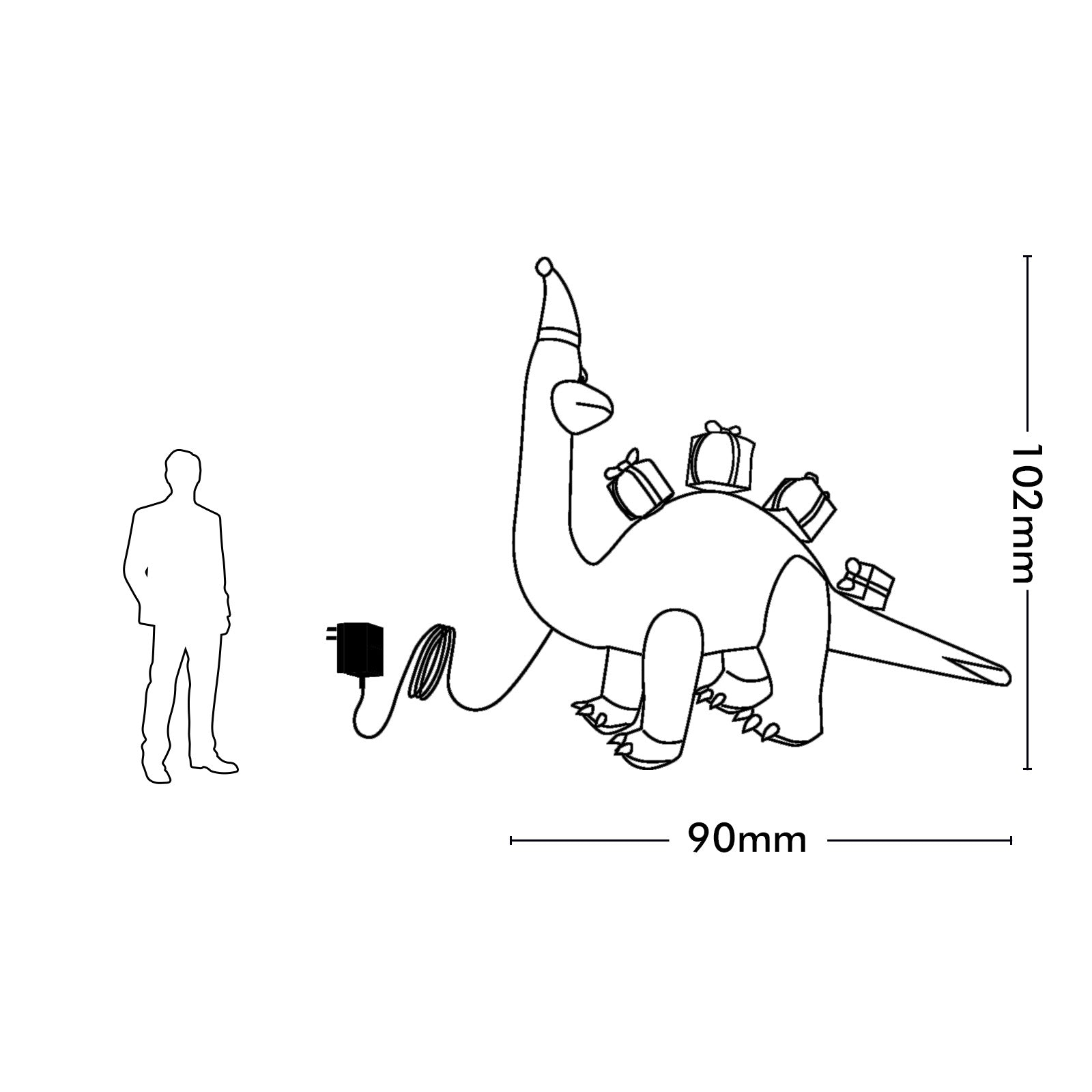 Arlec 3m x 4.5m inflatable dinosaur Christmas décor – low voltage LED festive outdoor inflatable with durable nylon fabric