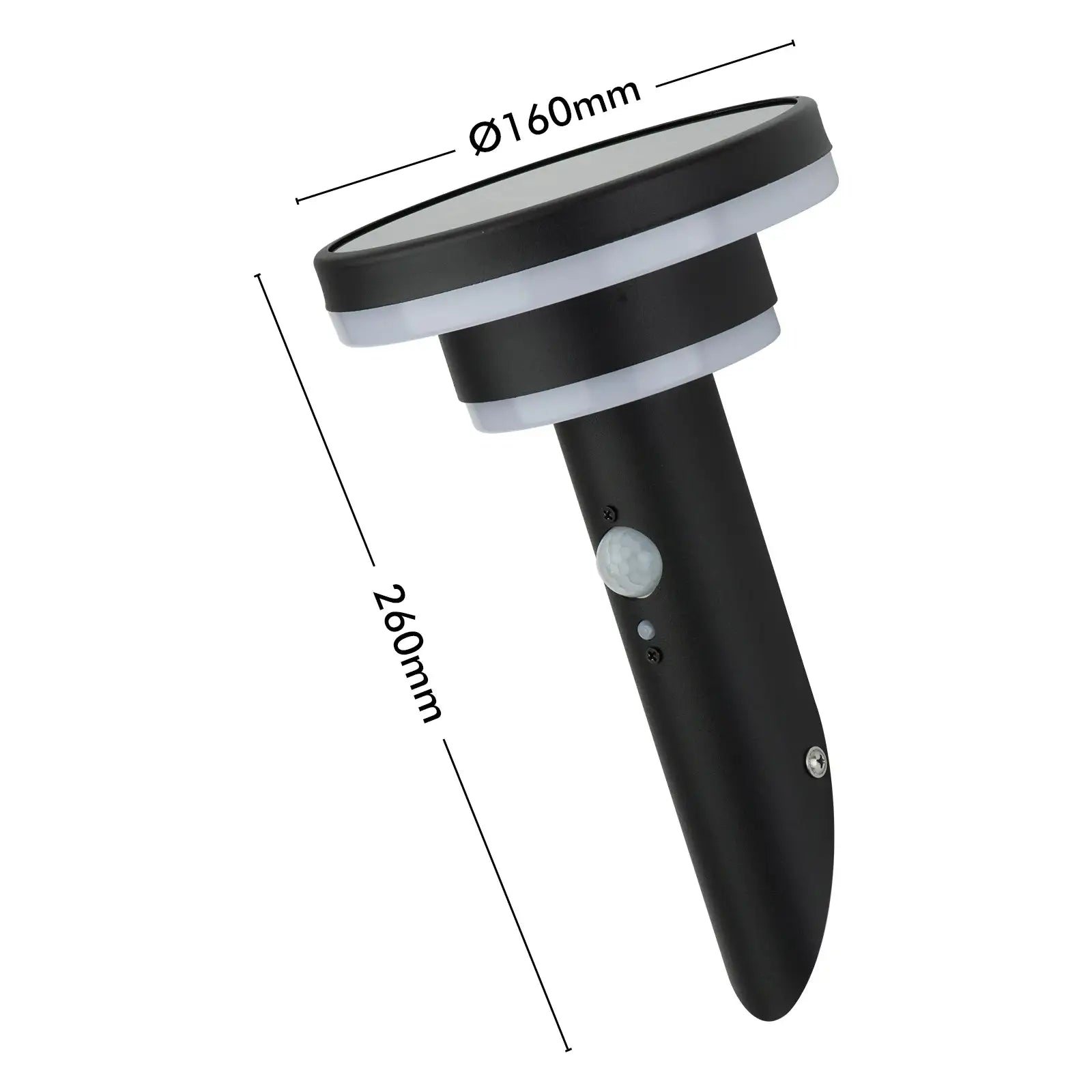 Arlec 400lm 26cm Solar LED Wall Light With Sensor - Black - solar powered light, motion sensor light, exterior wall light, energy efficient LED