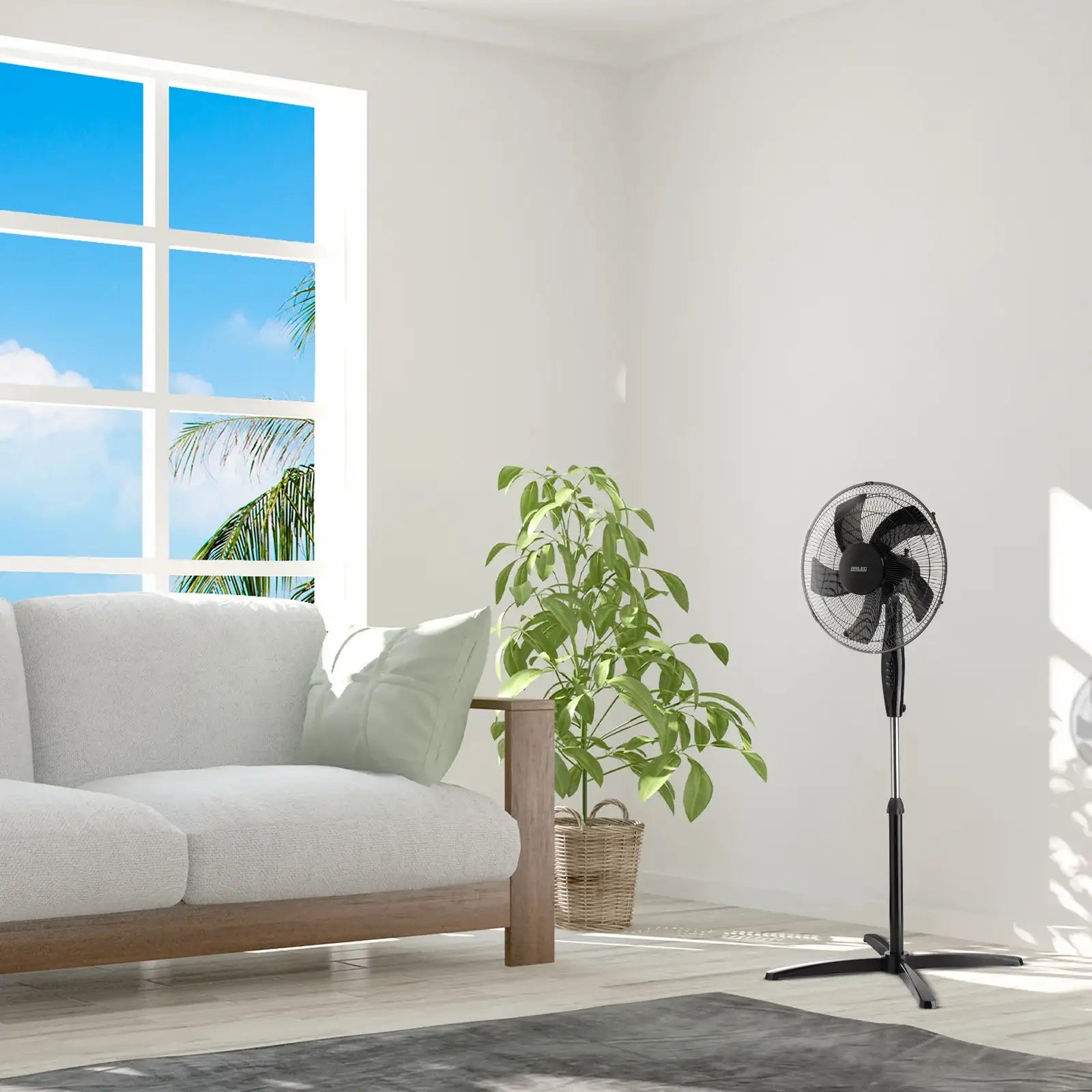 Arlec 40cm 5-blade pedestal fan with tilt head and cross base