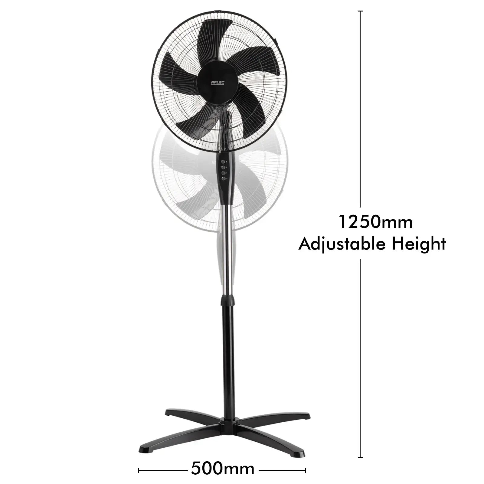 Arlec 40cm 5-blade pedestal fan with tilt head and cross base