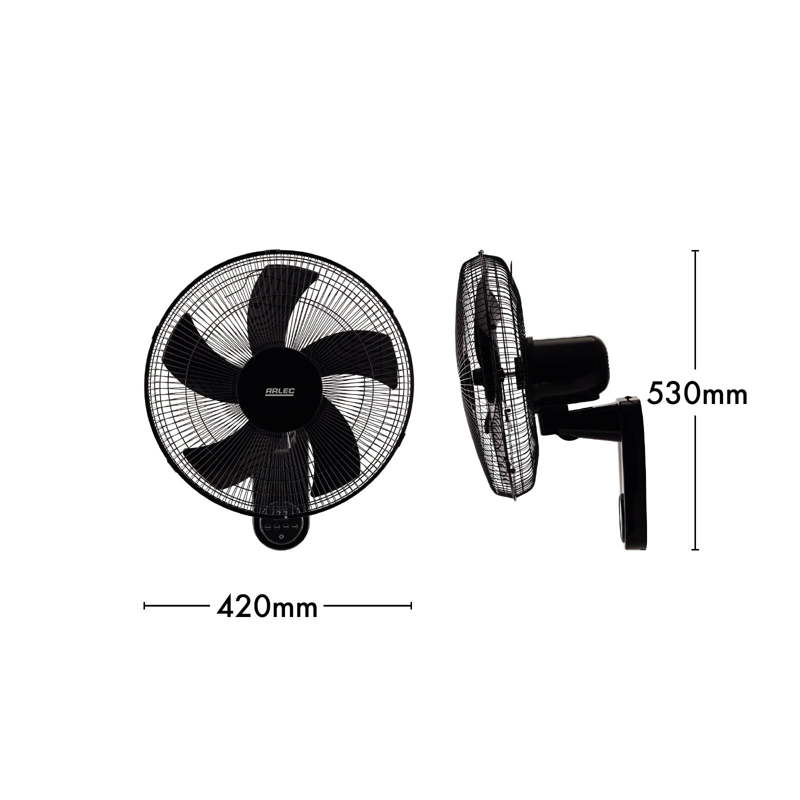 Arlec 40cm Wall Fan With Remote – Oscillating Wall-Mountable Fan with Speed Control