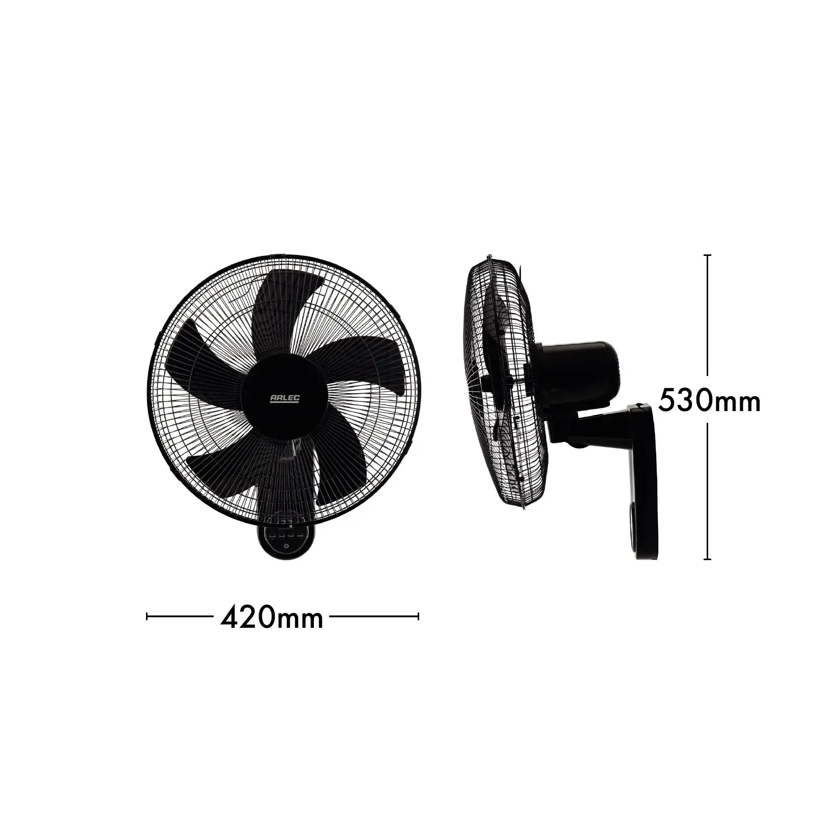 Arlec 40cm Wall Fan With Remote – Oscillating Wall-Mountable Fan with Speed Control