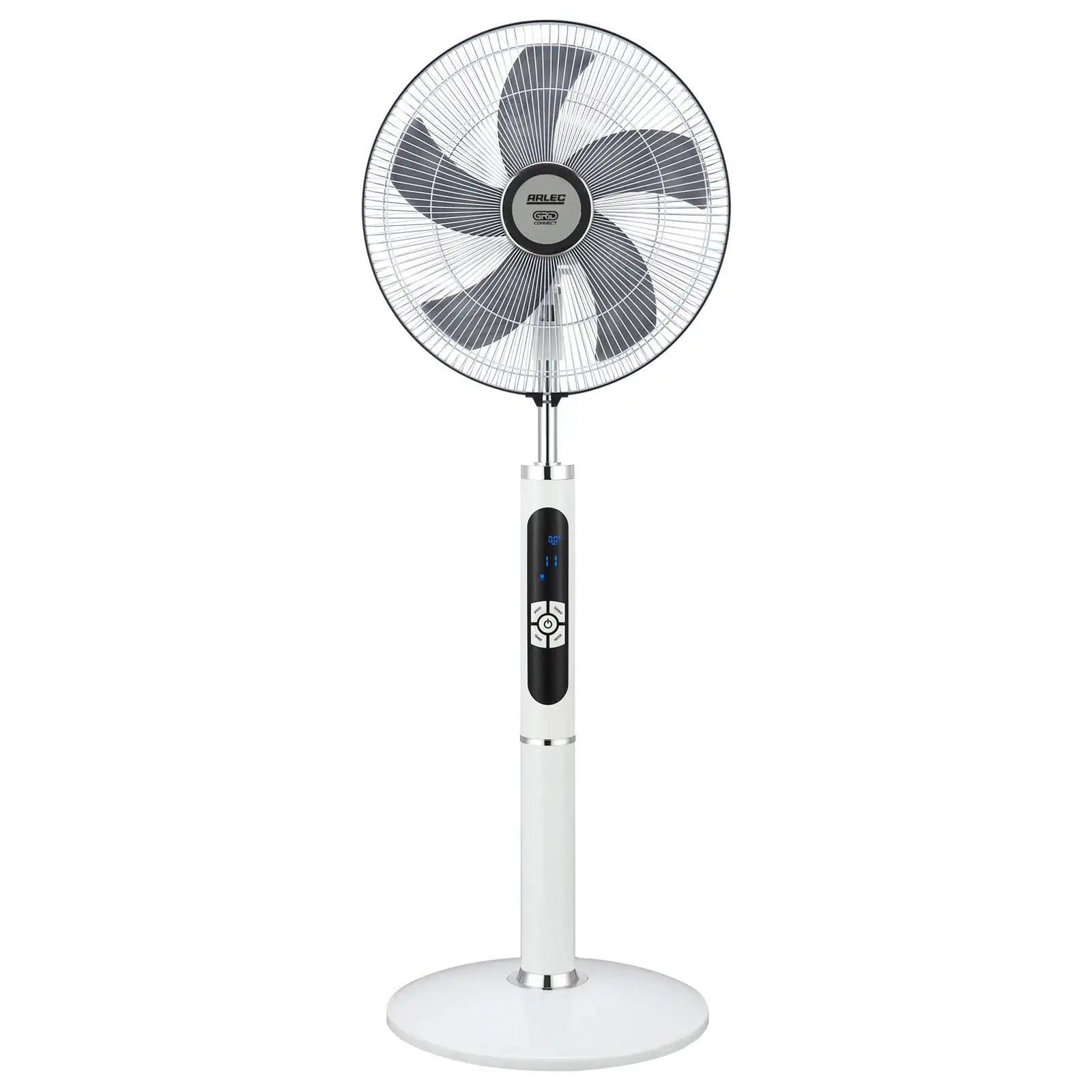 Arlec 40cm White Grid Connect Smart Remote Controlled Pedestal Fan – smart pedestal fan, adjustable pedestal fan, Grid Connect fan