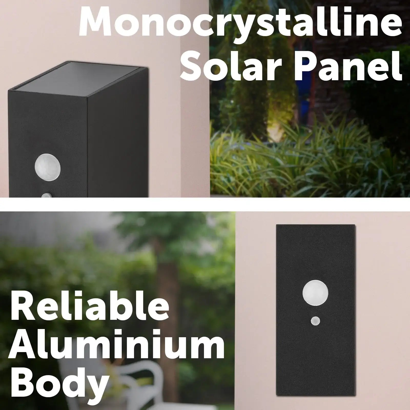 Arlec 43L Premium Solar LED Wall Light With Motion Sensor - solar powered light, motion sensor light, exterior wall light, energy efficient LED