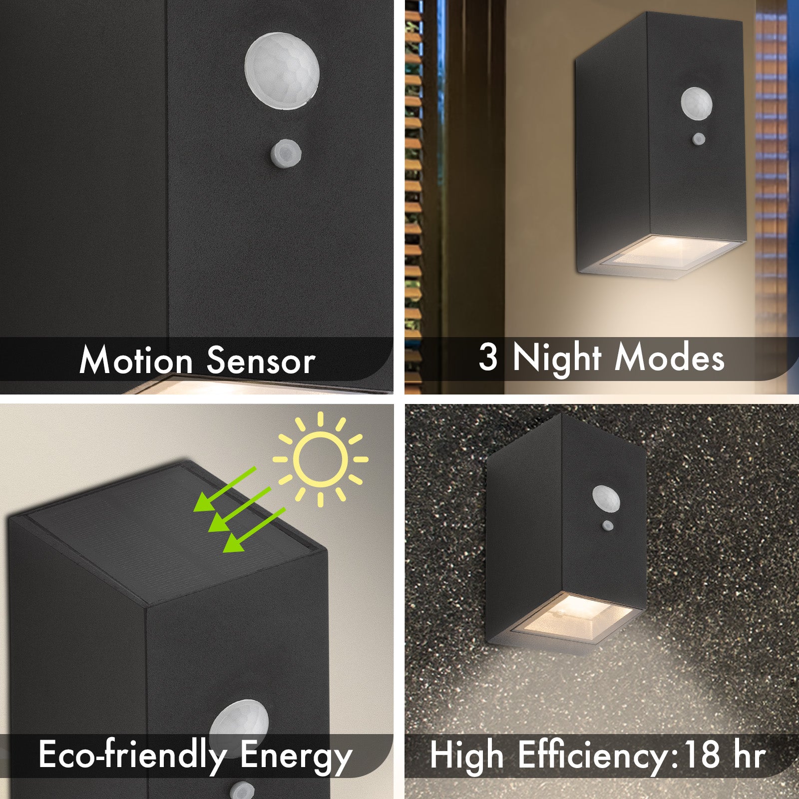 Arlec 43L Premium Solar LED Wall Light With Motion Sensor - solar powered light, motion sensor light, exterior wall light, energy efficient LED