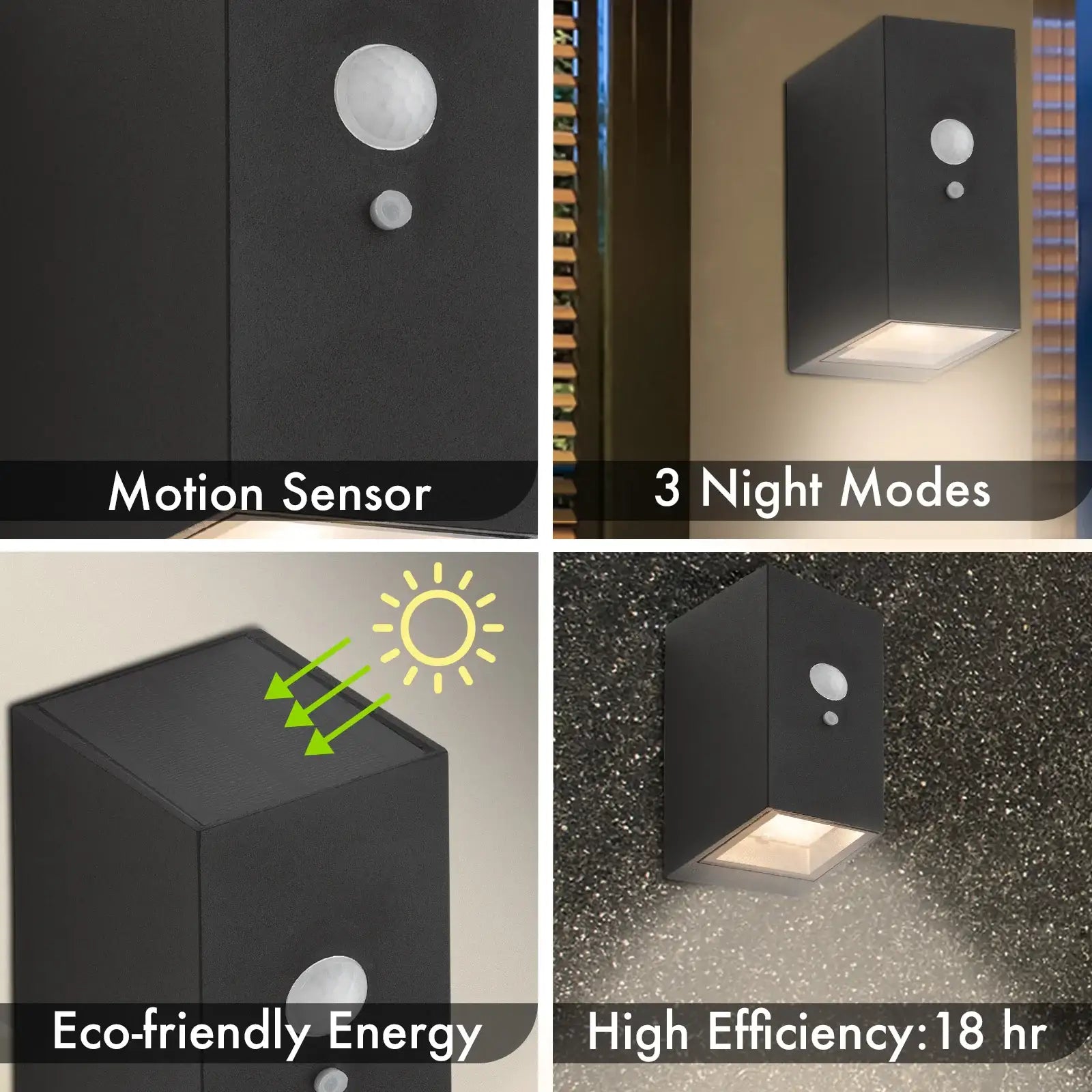 Arlec 43L Premium Solar LED Wall Light With Motion Sensor - solar powered light, motion sensor light, exterior wall light, energy efficient LED