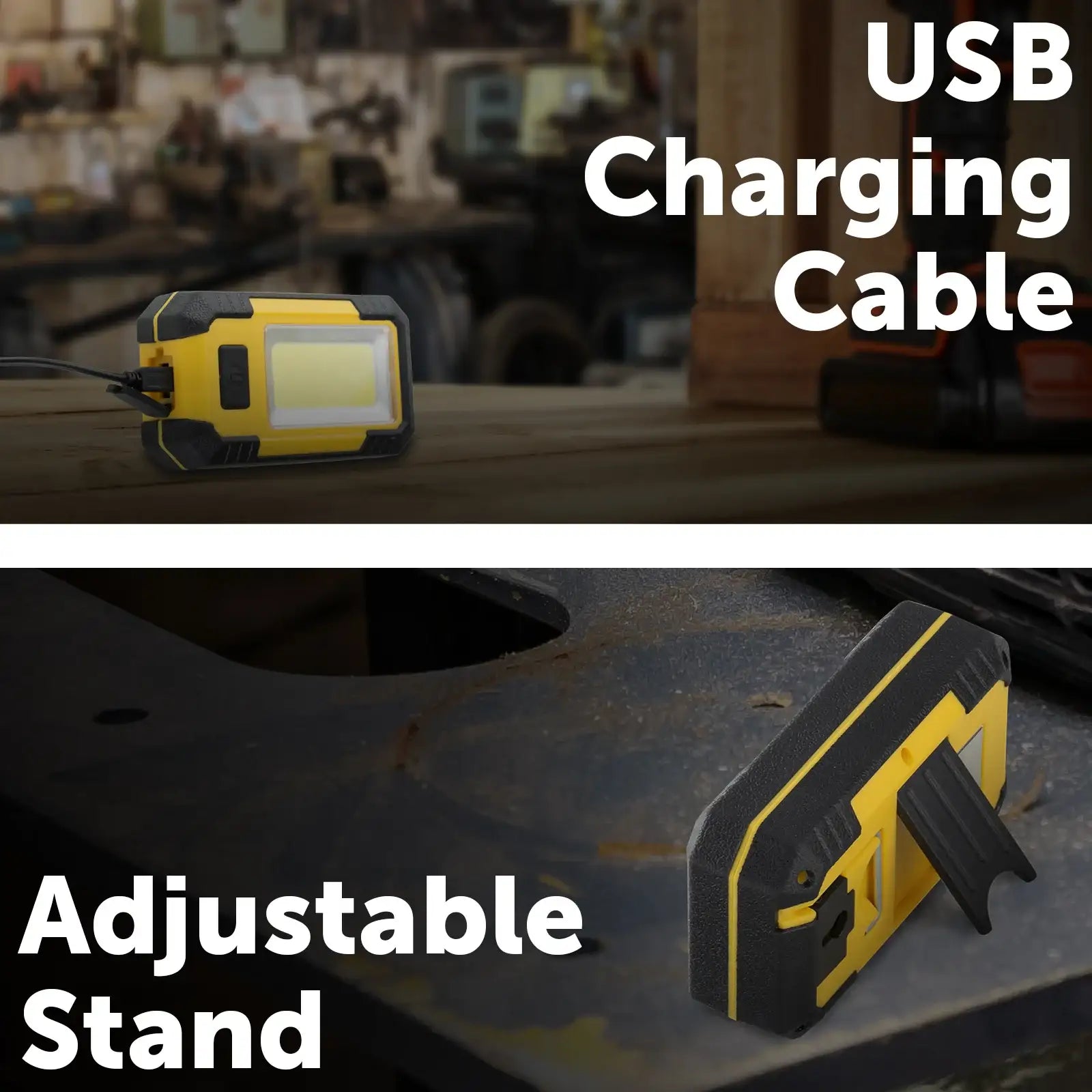 Arlec 450lm rechargeable COB LED work light torch – magnetic base, built-in stand