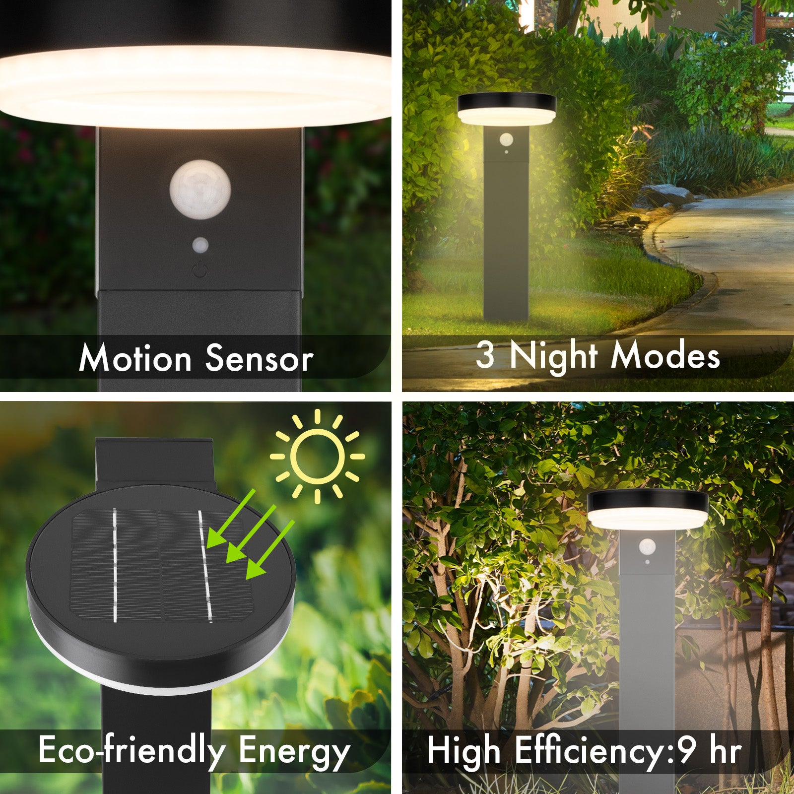 Arlec 45cm LED solar post light – motion sensor garden pathway light with 400 lumens and 3 lighting modes