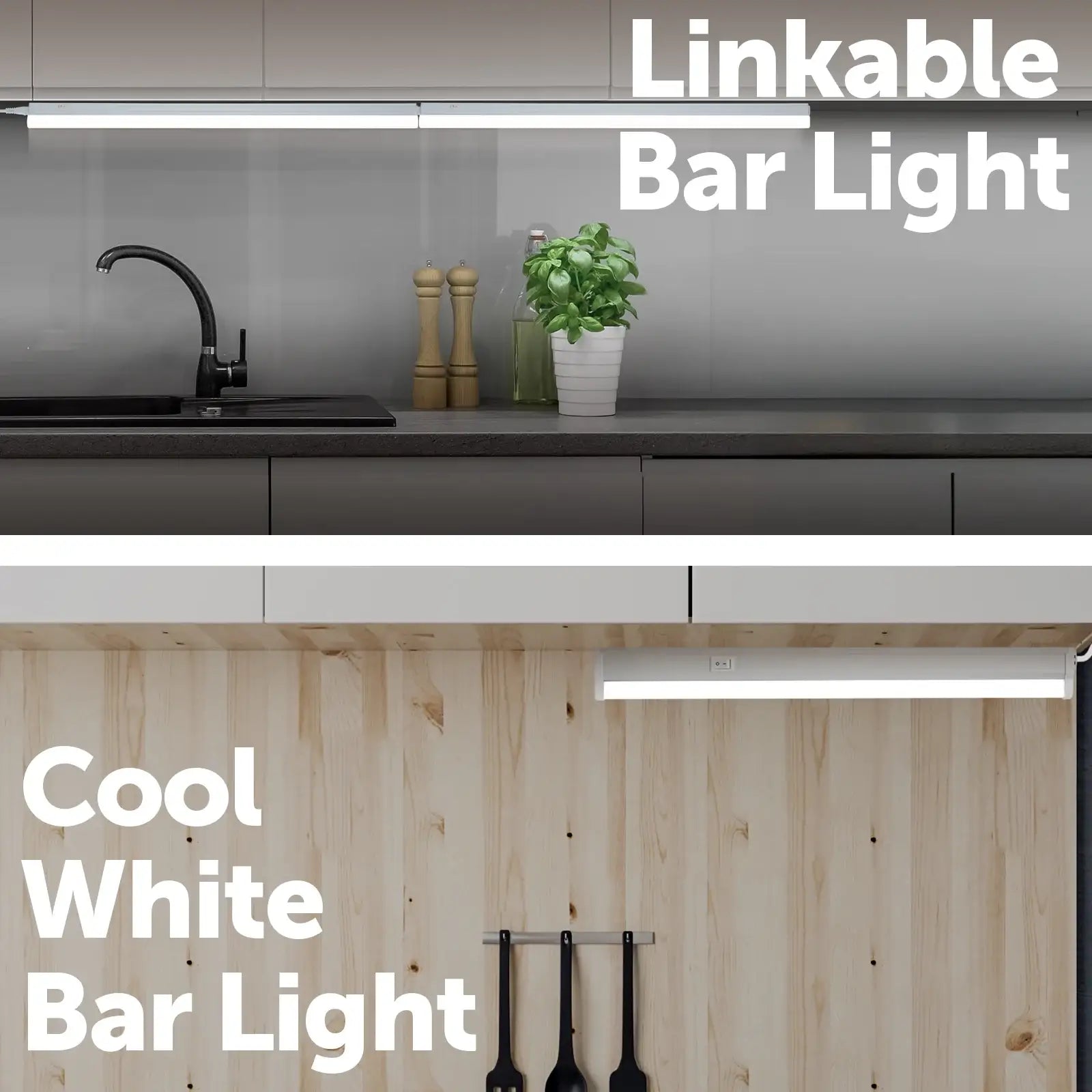 Arlec LED bar light with linkable design, slim DIY cabinet lighting solution, cool white strip light