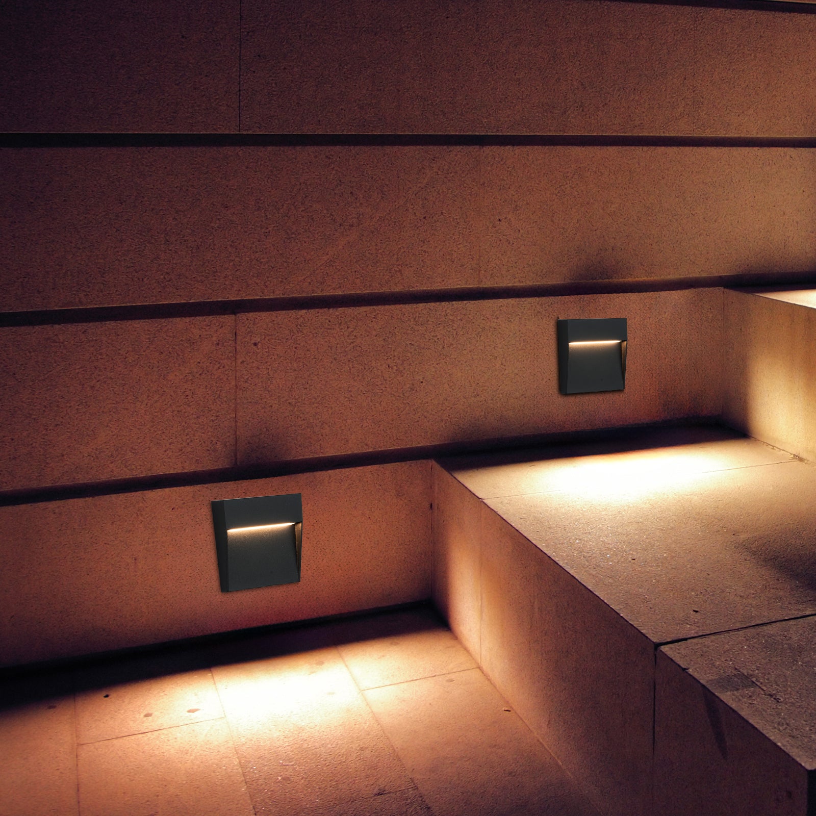 Arlec 4W CCT LED Square Black Exterior Step Light - energy efficient LED, CCT selectable light