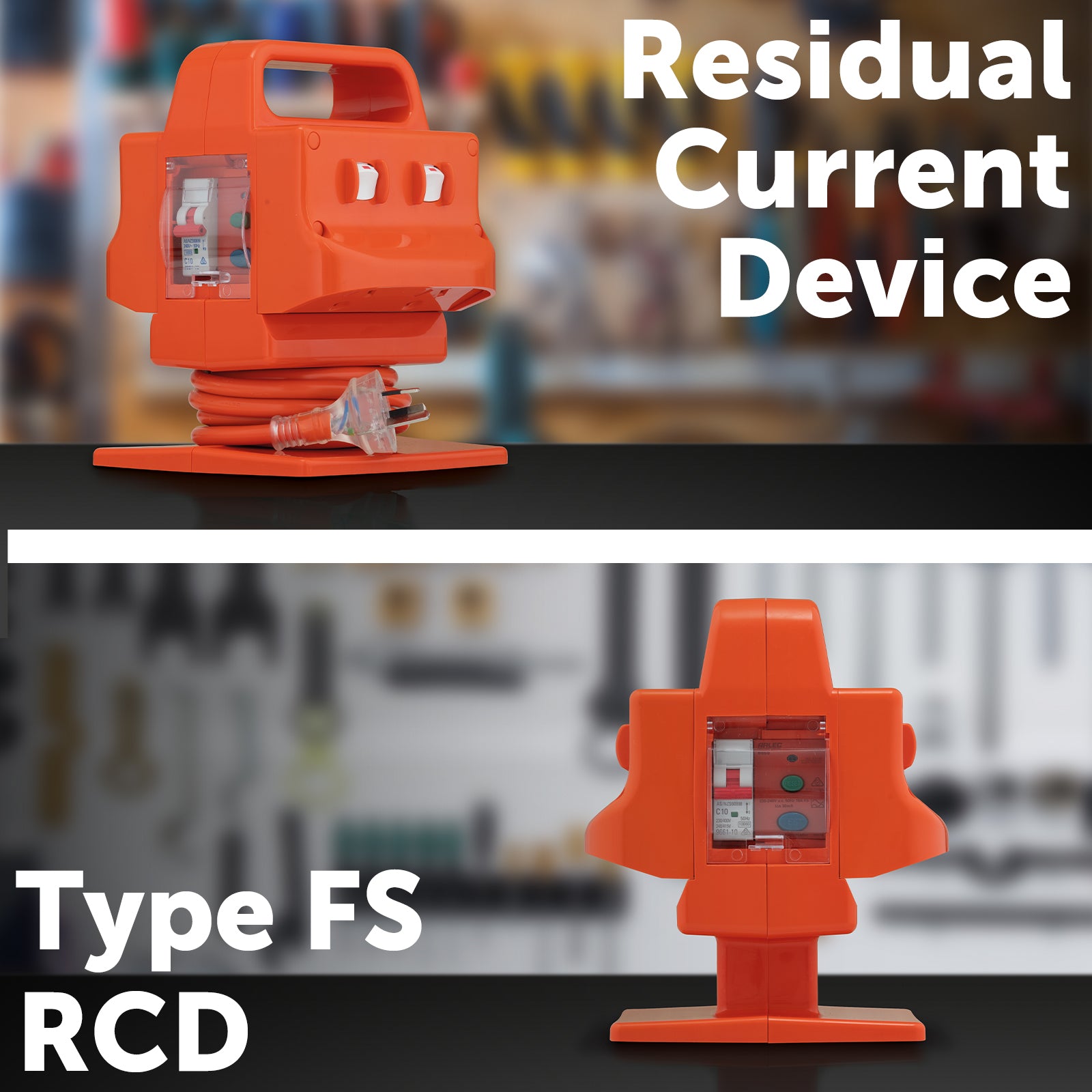 Arlec 4 Outlet Heavy Duty Power Block with FS RCD Safety Switch for job sites