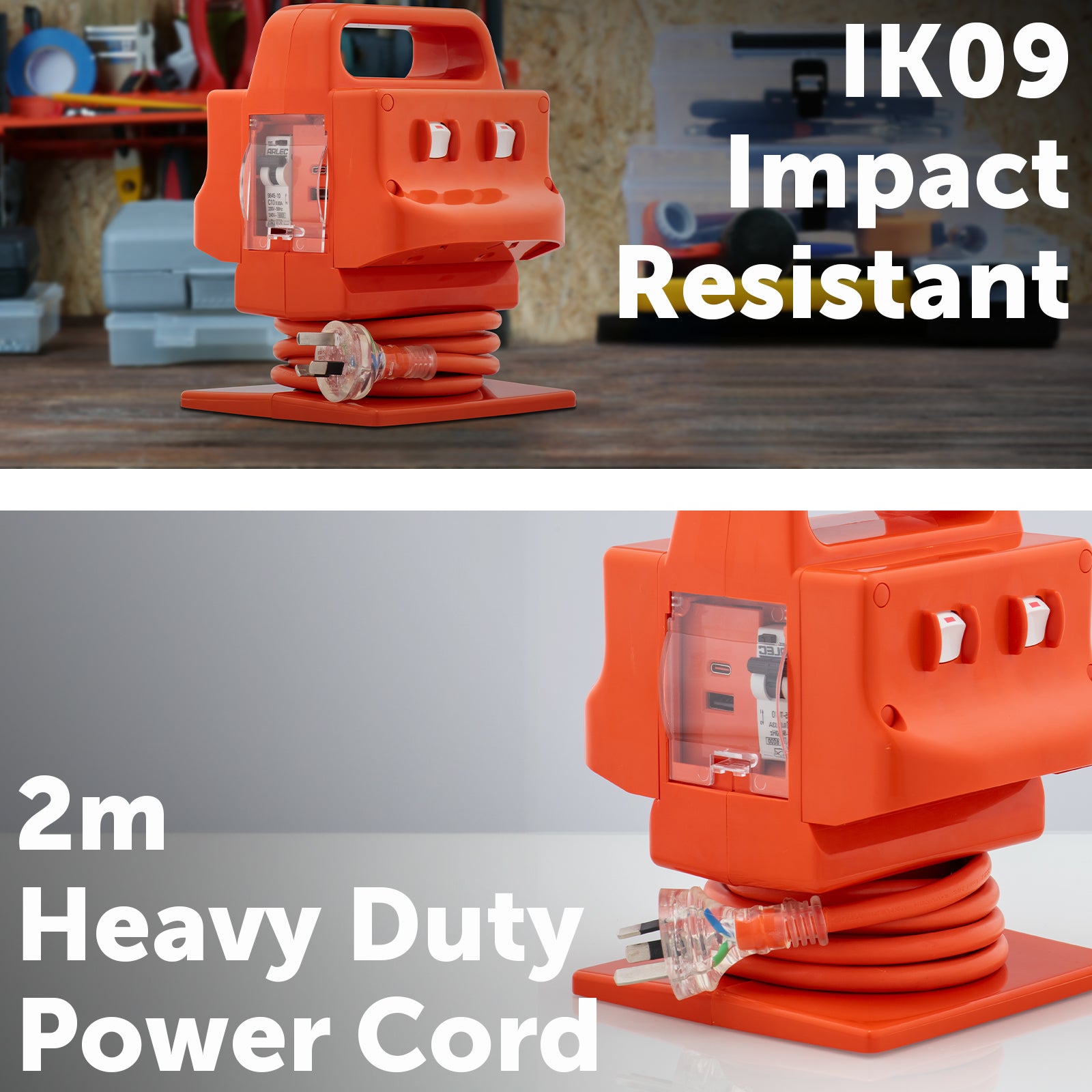 Arlec 10A Heavy Duty Power Block with Fast Charging USB C & Safety Switch