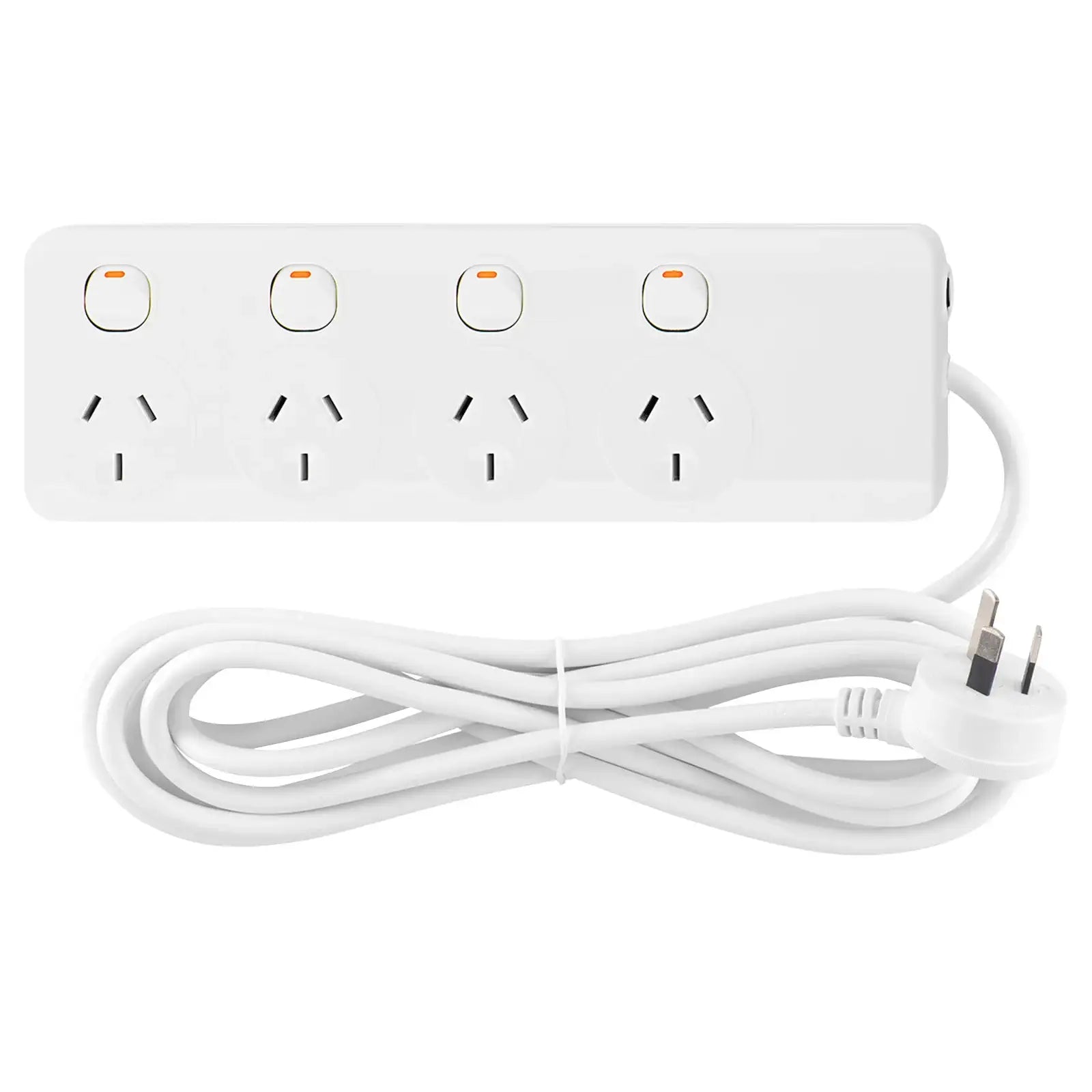 Arlec 4 Outlet Individually Switched Powerboard - 4 switched outlet board, indoor power strip, extended reach powerboard