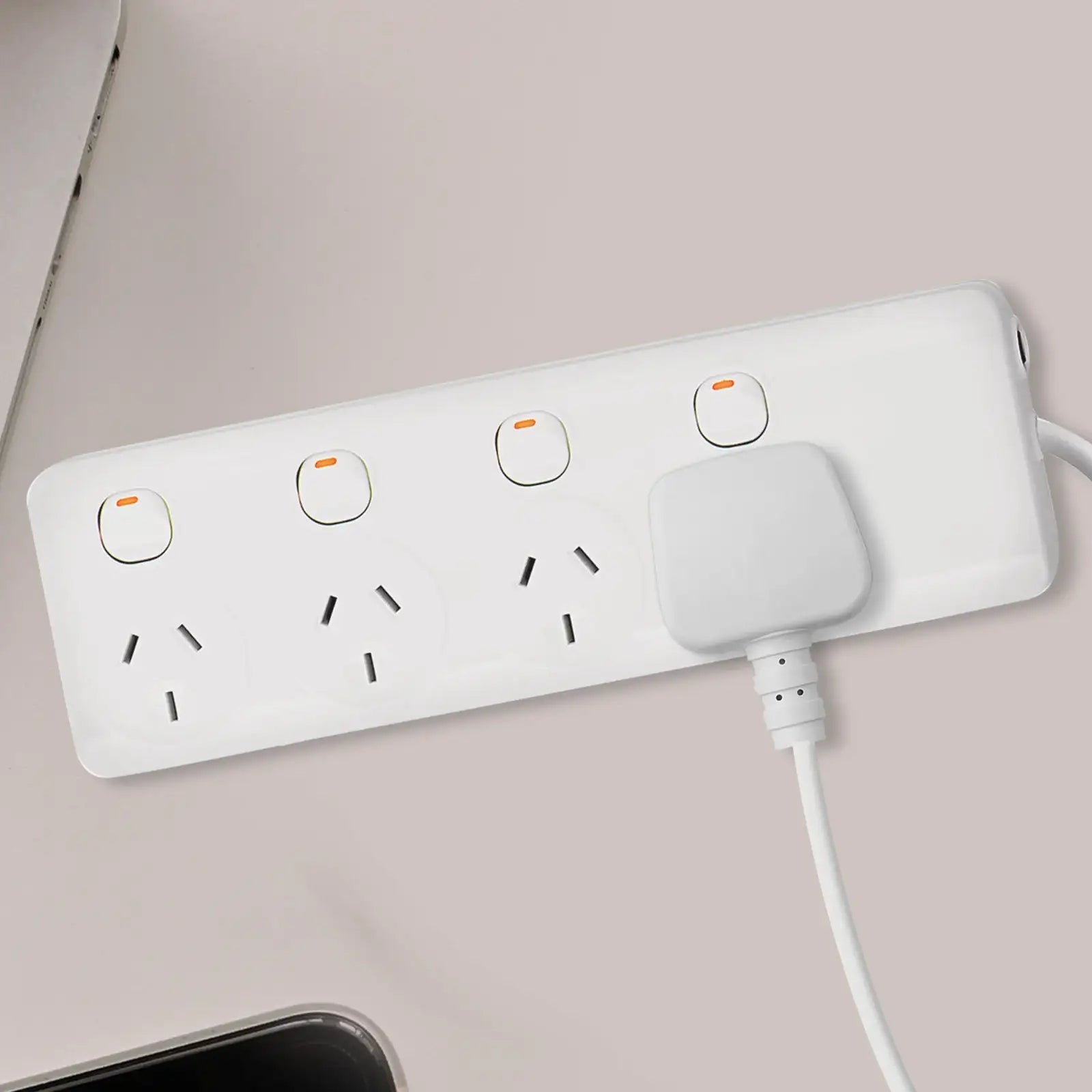 Arlec 4 Outlet Individually Switched Powerboard - 4 switched outlet board, indoor power strip, extended reach powerboard