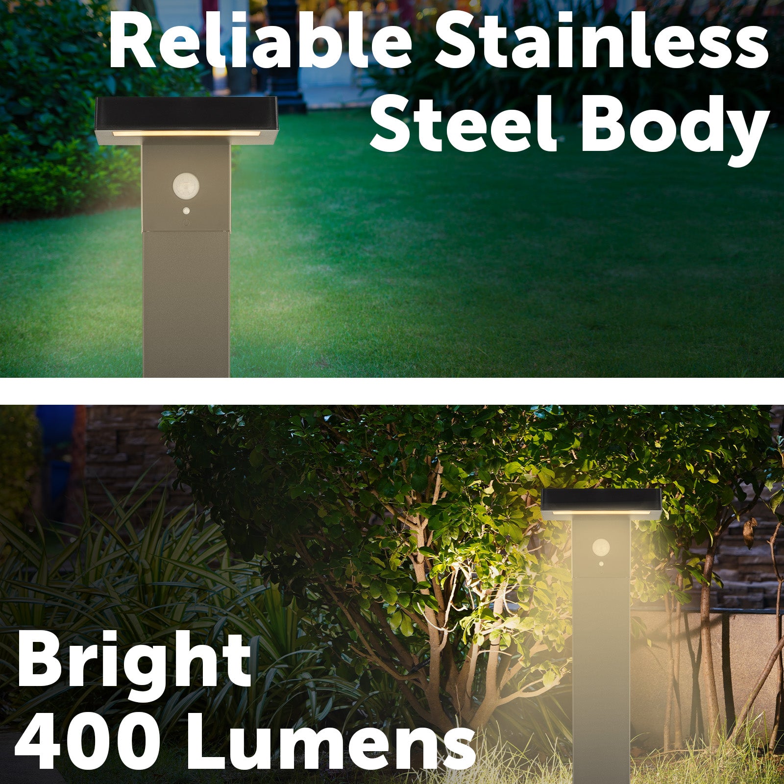 Arlec 50cm solar LED post light – 400 lumen motion sensor garden light with 3 modes and weather-resistant design