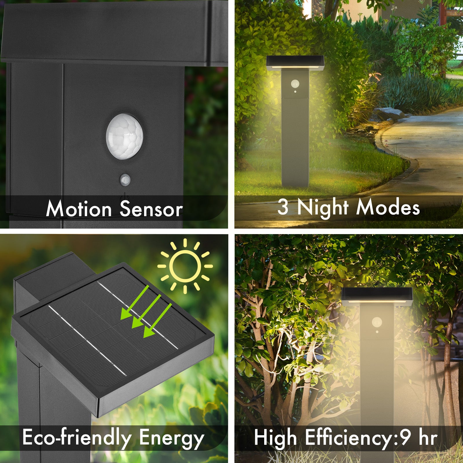 Arlec 50cm solar LED post light – 400 lumen motion sensor garden light with 3 modes and weather-resistant design
