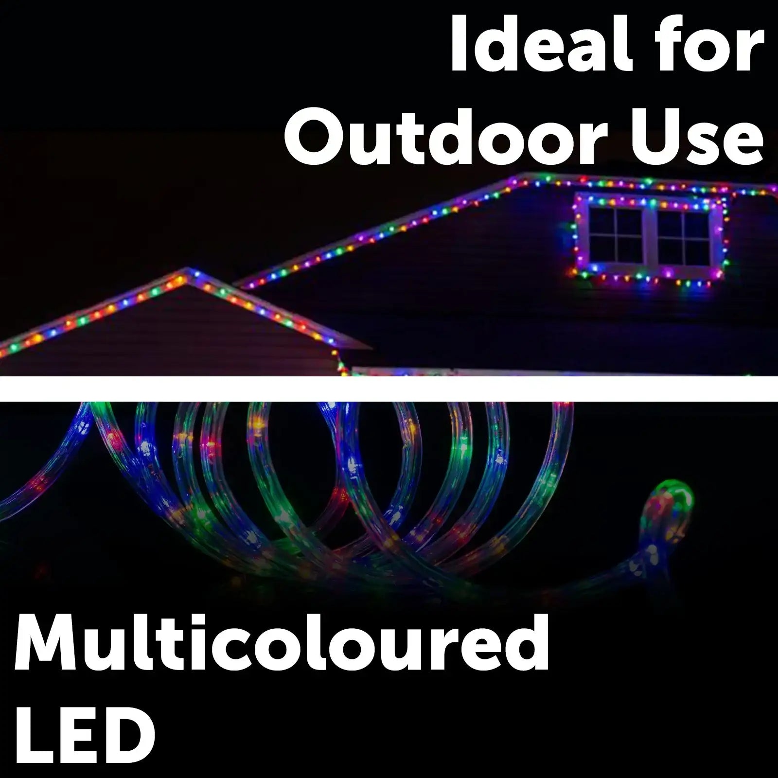 Arlec 50m multicolour LED rope light with 8-function controller and storage reel