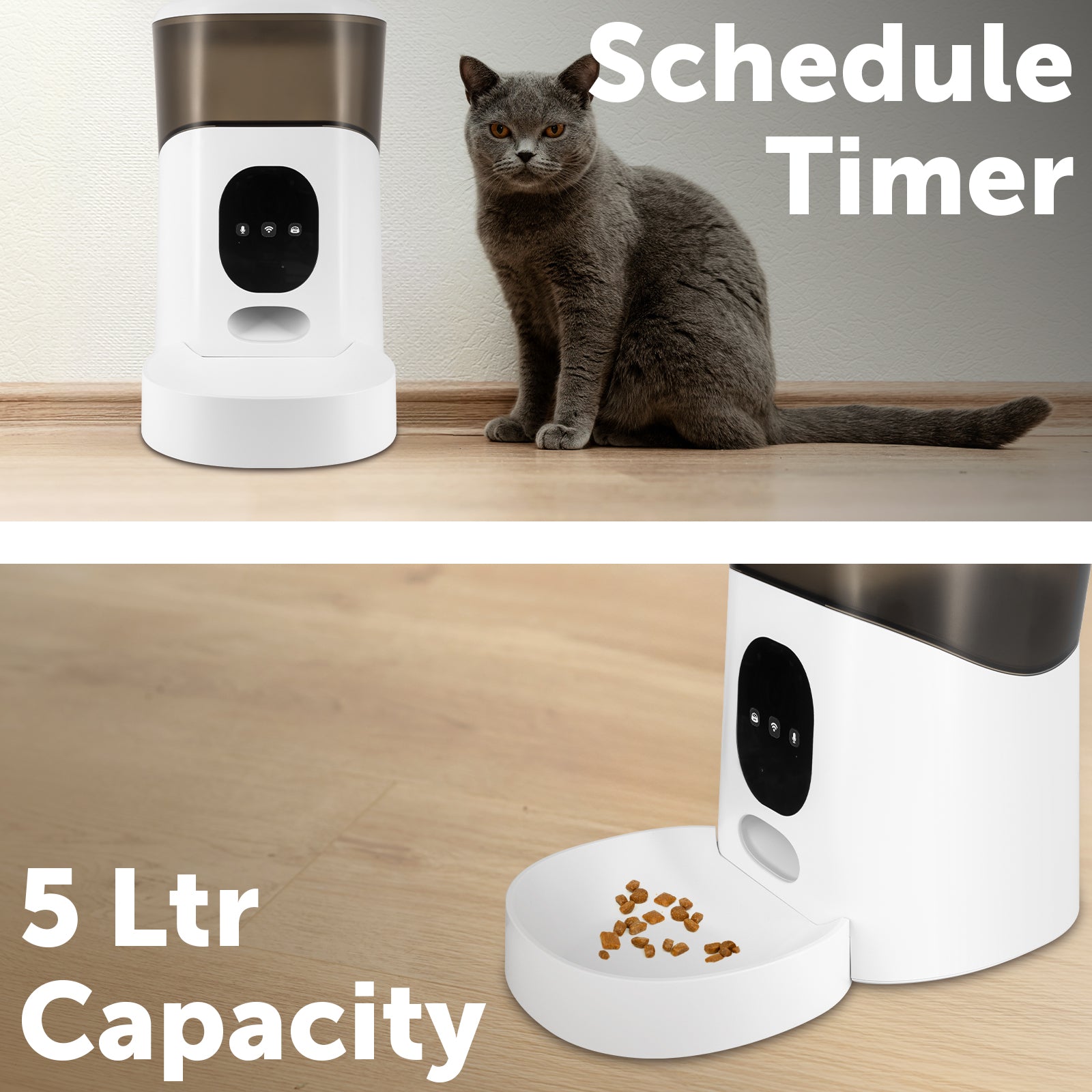 Arlec 5L Grid Connect Smart Pet Feeder – Wi-Fi smart pet feeder, automatic cat feeder, Grid Connect pet food dispenser