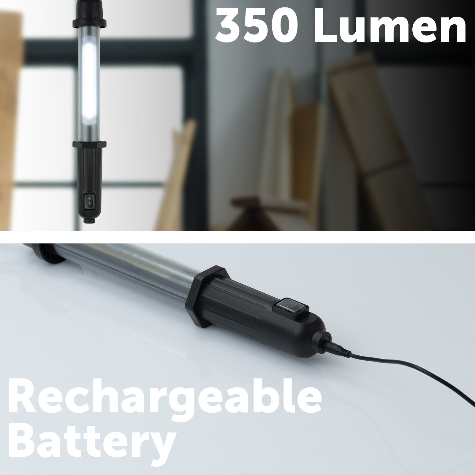 Arlec 5W rechargeable LED inspection light with hook, 4000K natural white, USB charging work light